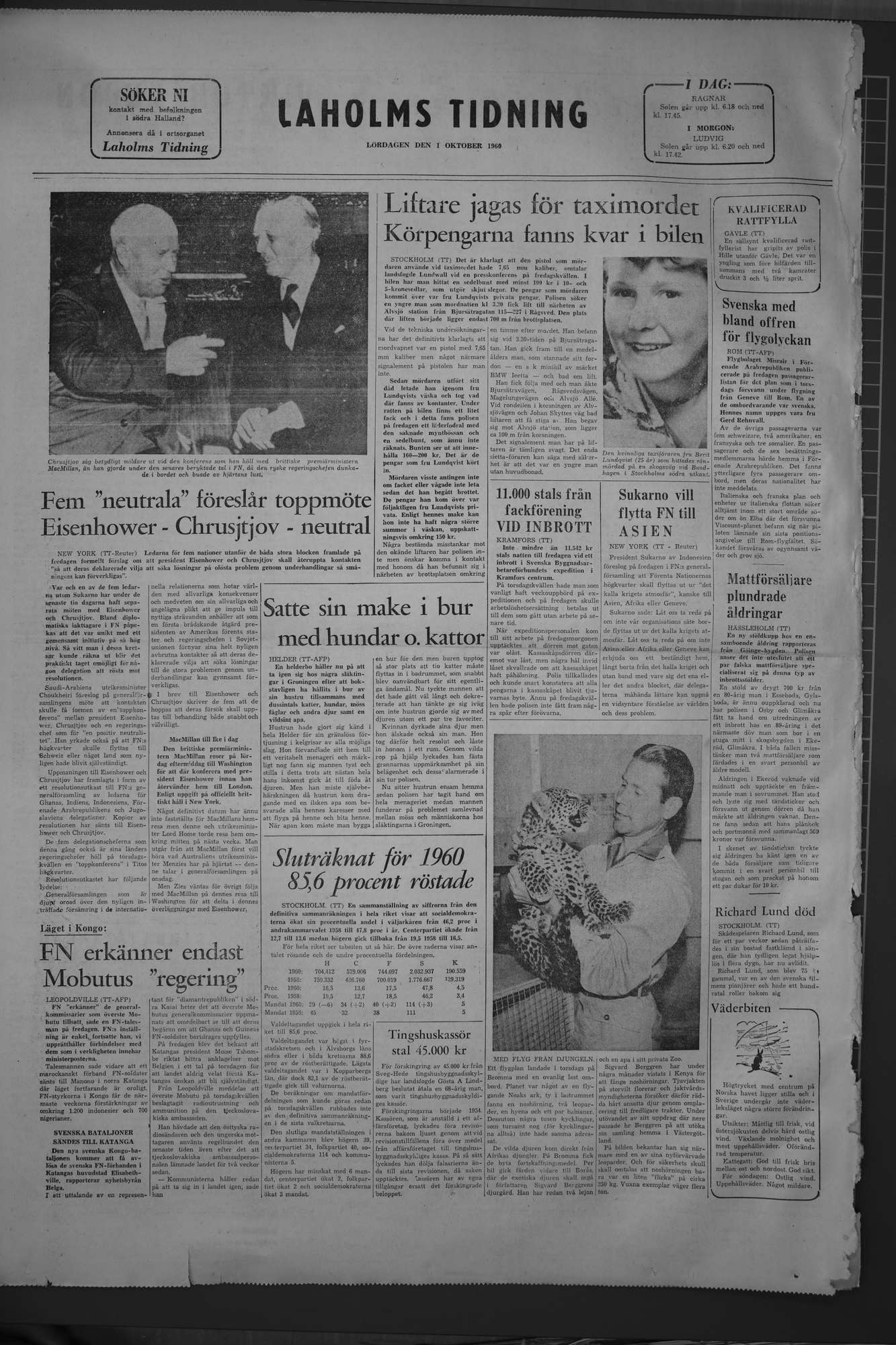 Laholms Tidning Lördag 1 oktober 1960, sida 8