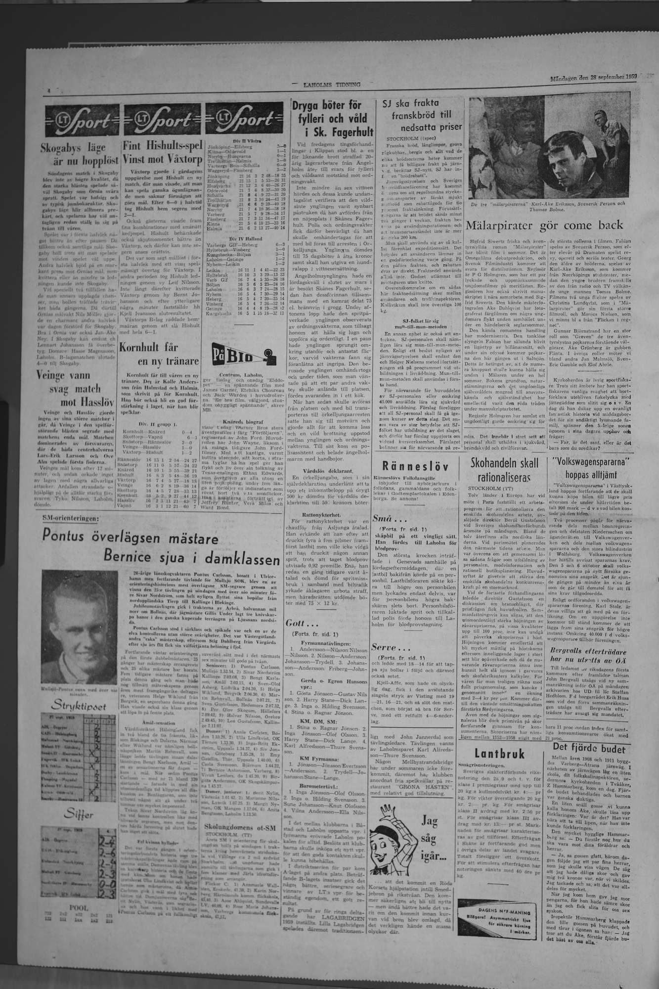 Laholms Tidning Måndag 28 september 1959, sida 4