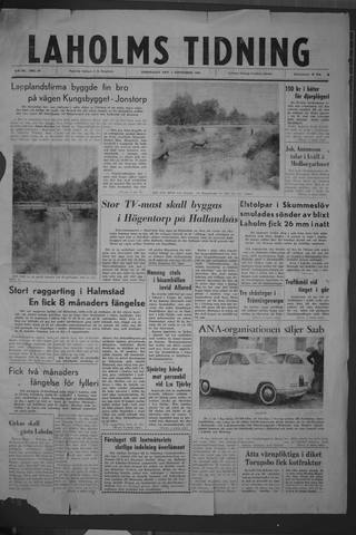 Förstasidan, Torsdag 1 september 1960