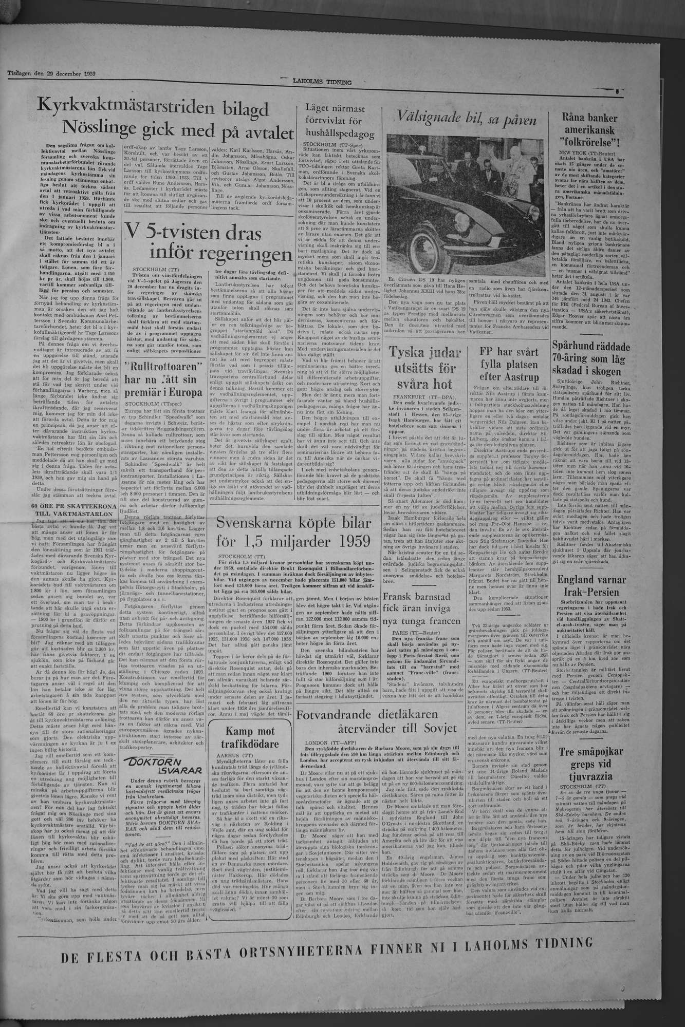 Laholms Tidning Tisdag 29 december 1959, sida 5