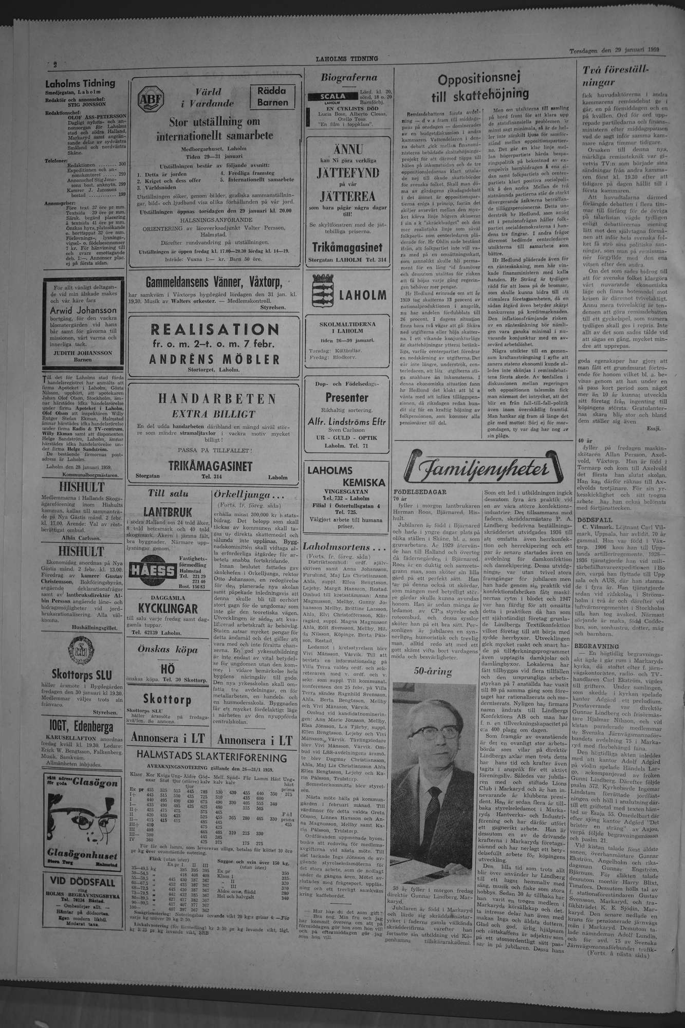 Laholms Tidning Torsdag 29 januari 1959, sida 2