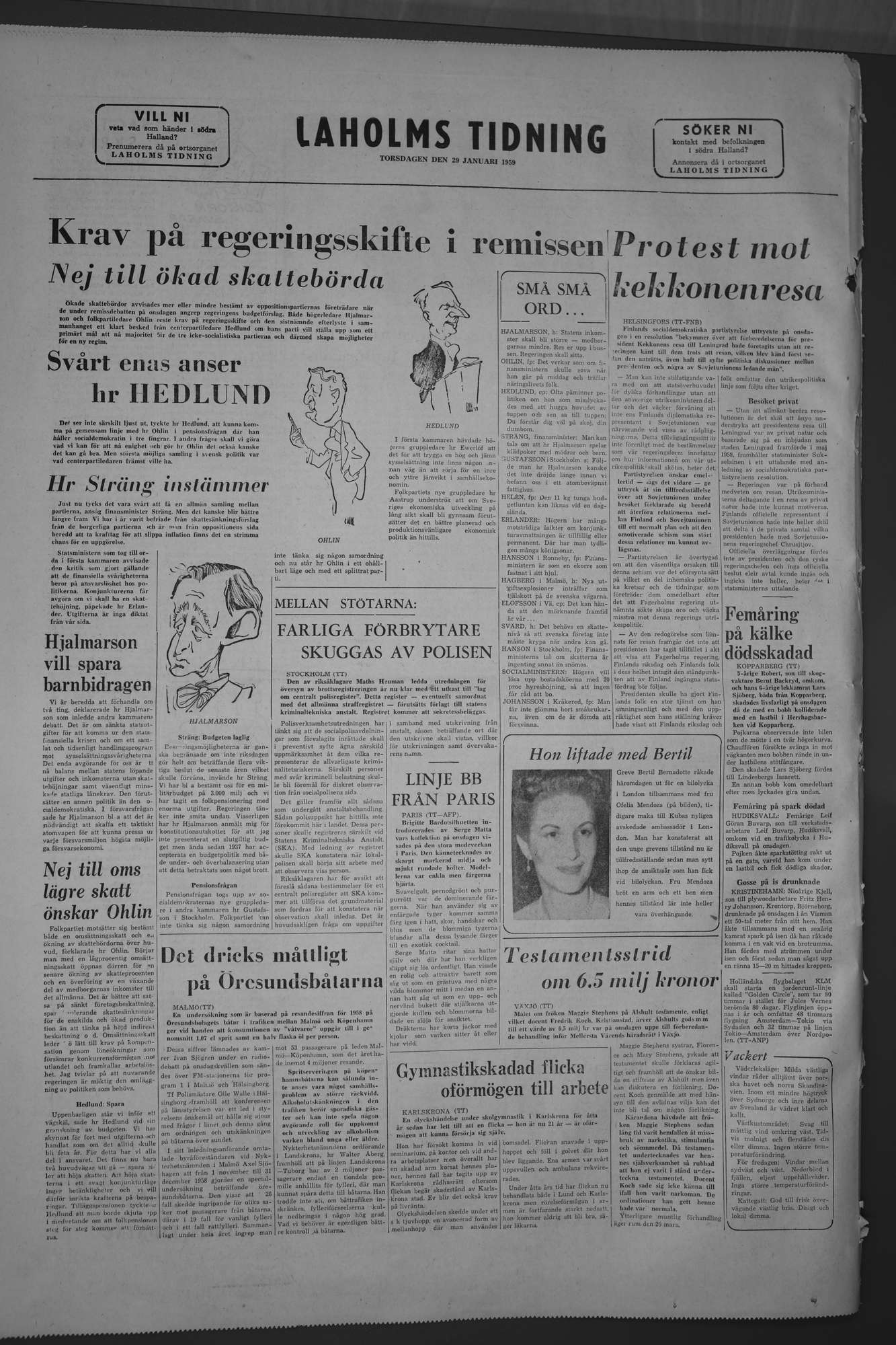 Laholms Tidning Torsdag 29 januari 1959, sida 8