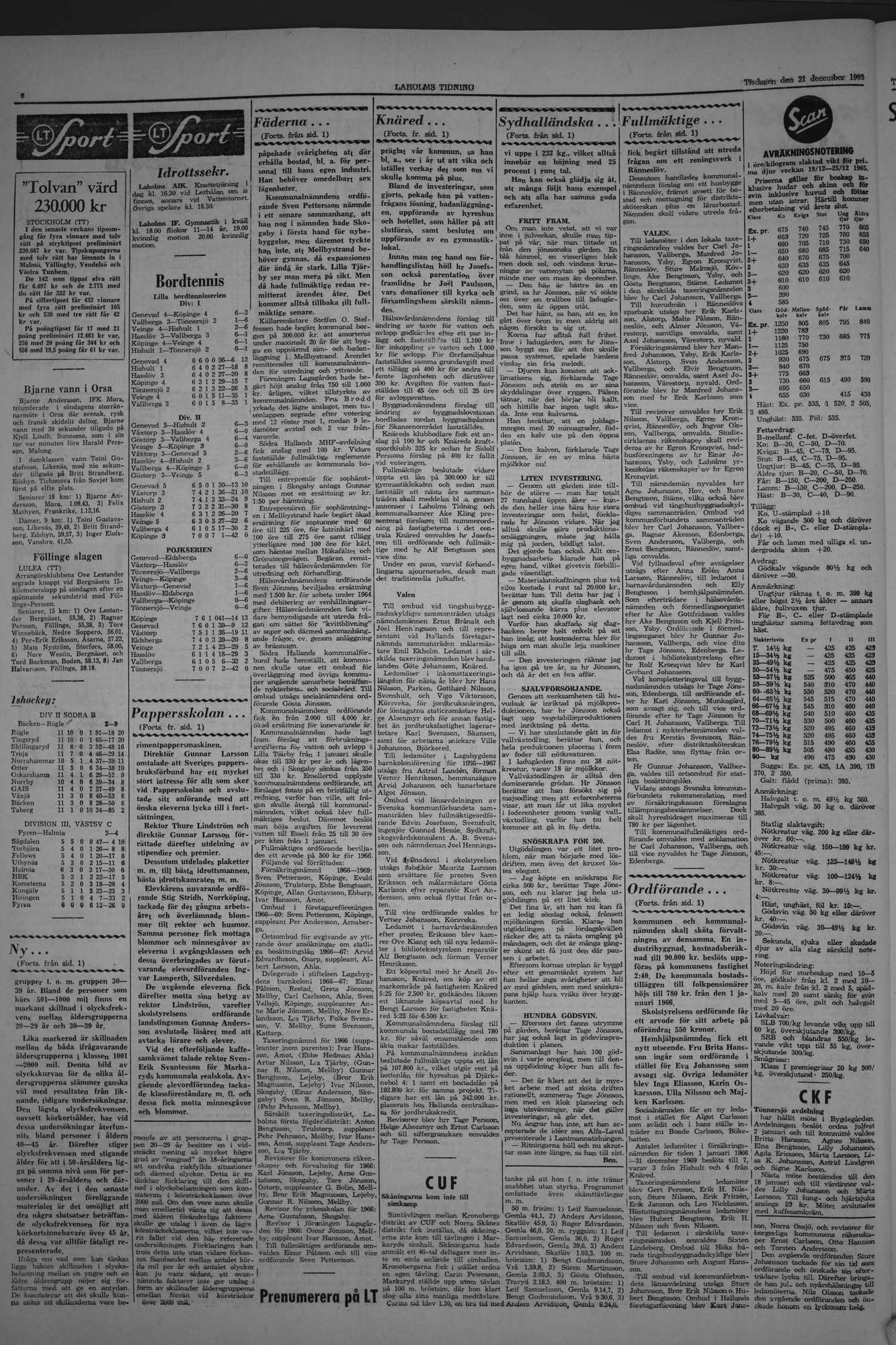 Laholms Tidning Tisdag 21 december 1965, sida 6
