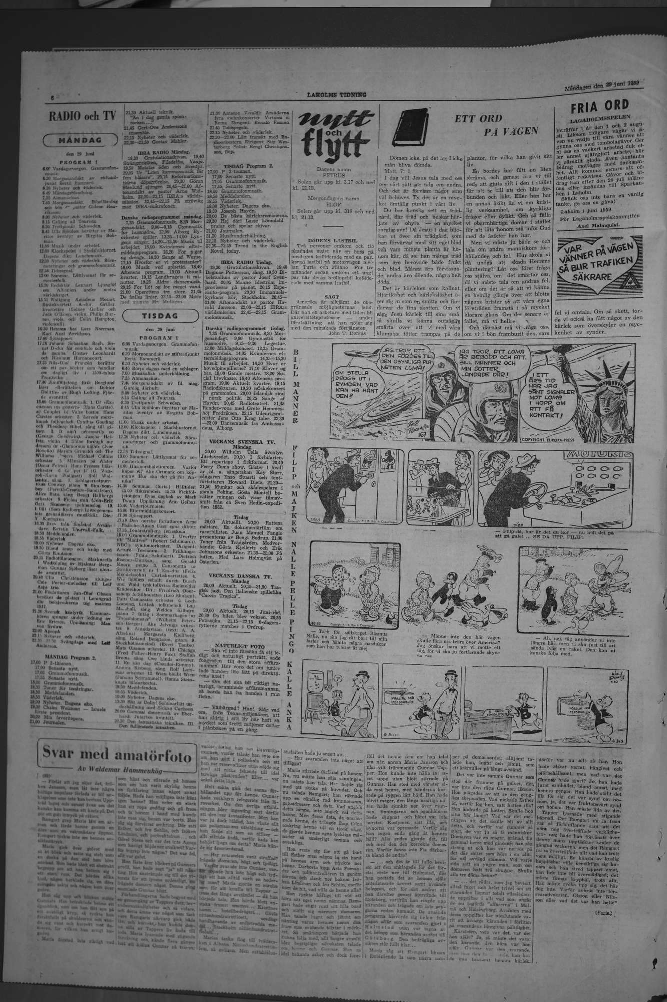 Laholms Tidning Måndag 29 juni 1959, sida 6