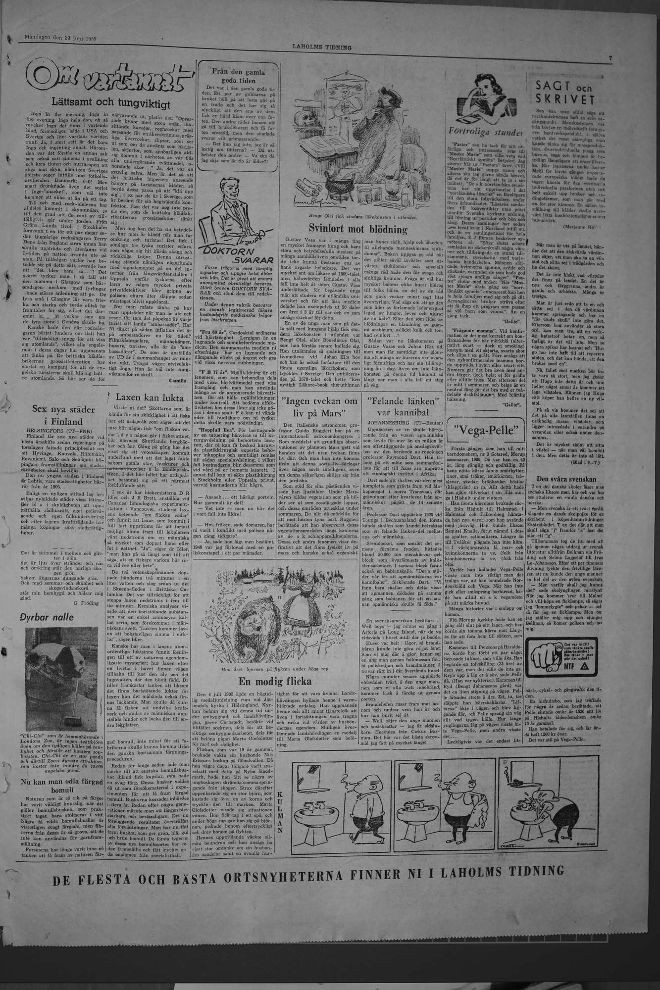 Laholms Tidning Måndag 29 juni 1959, sida 7