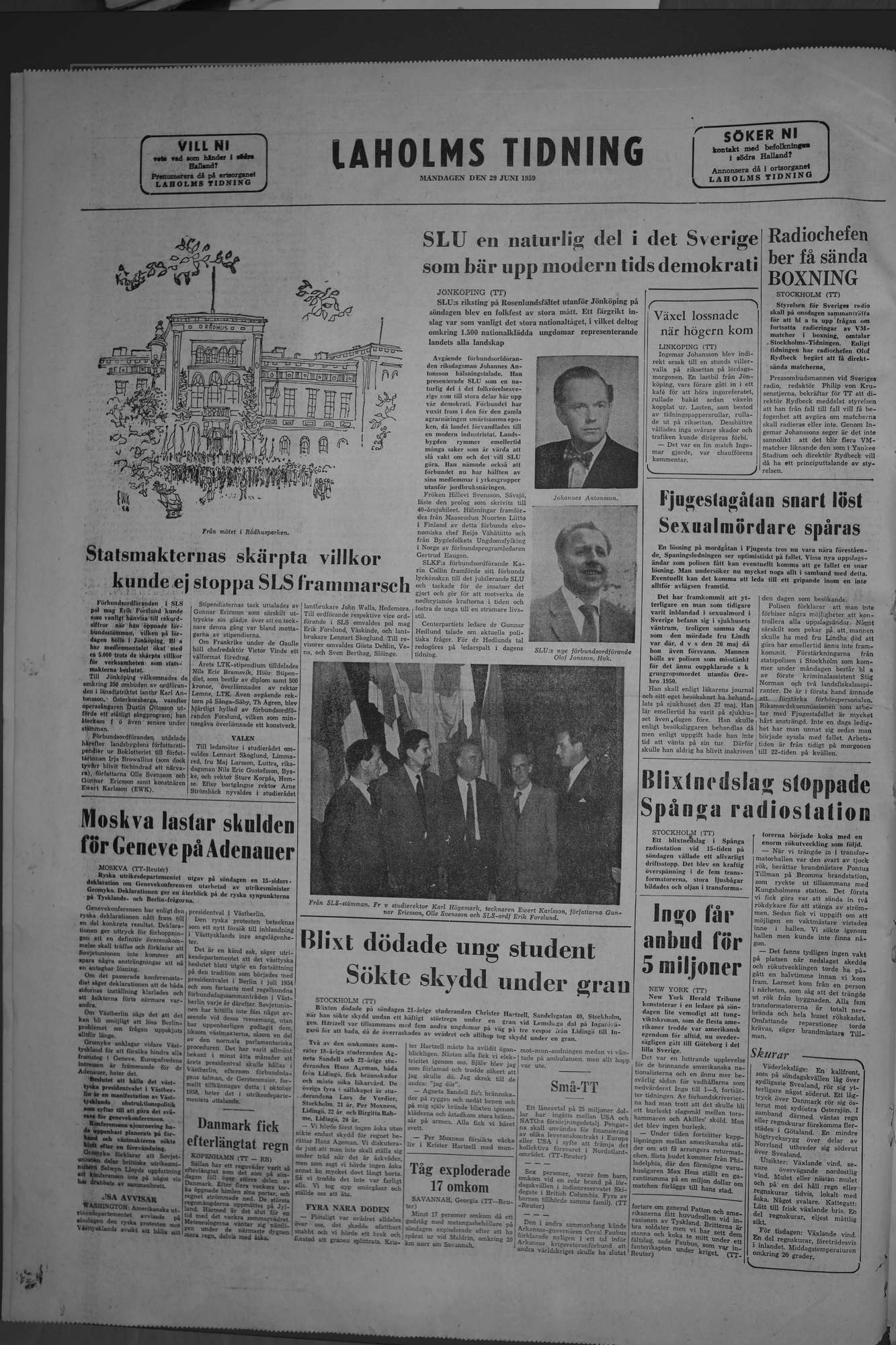 Laholms Tidning Måndag 29 juni 1959, sida 8