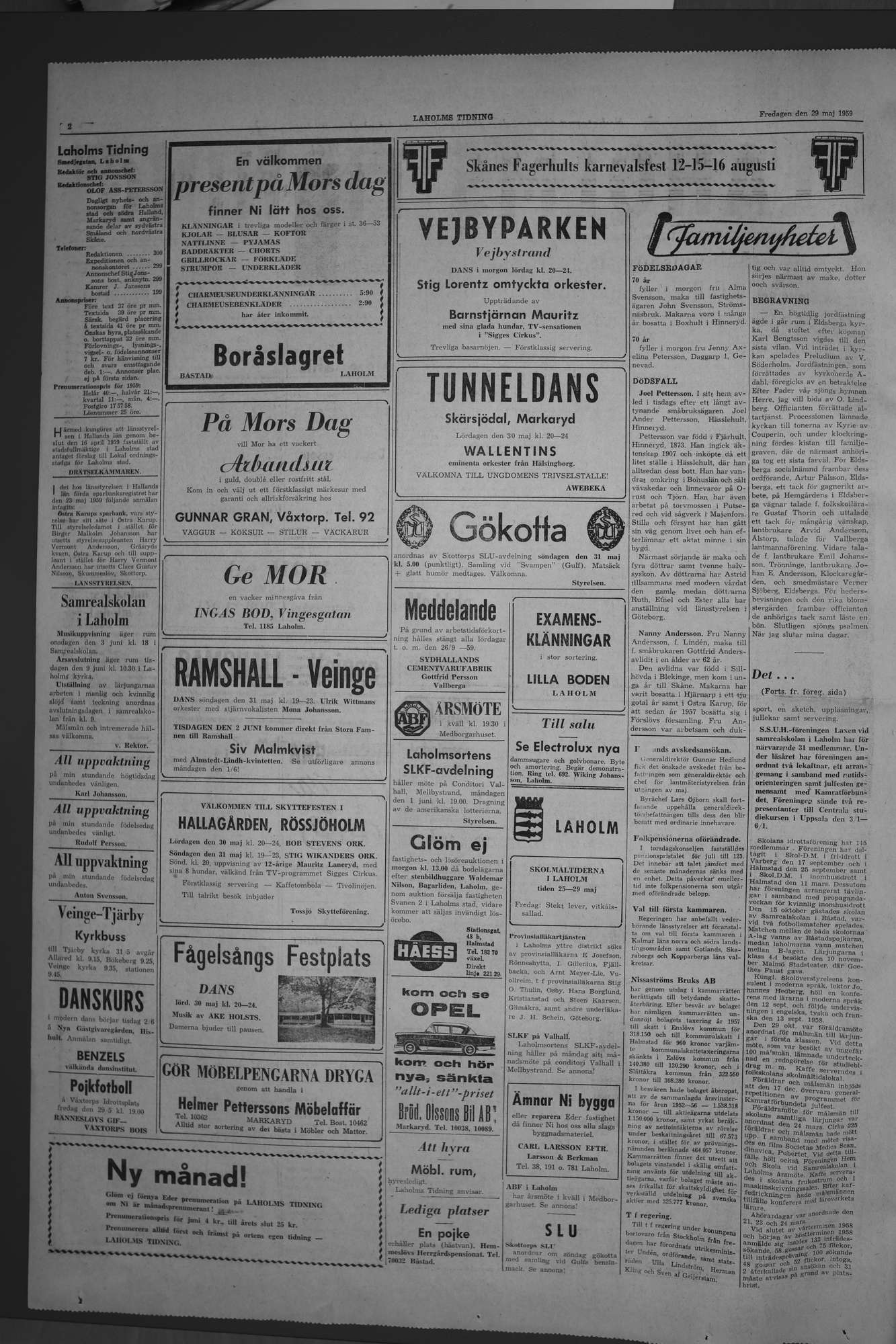 Laholms Tidning Fredag 29 maj 1959, sida 2