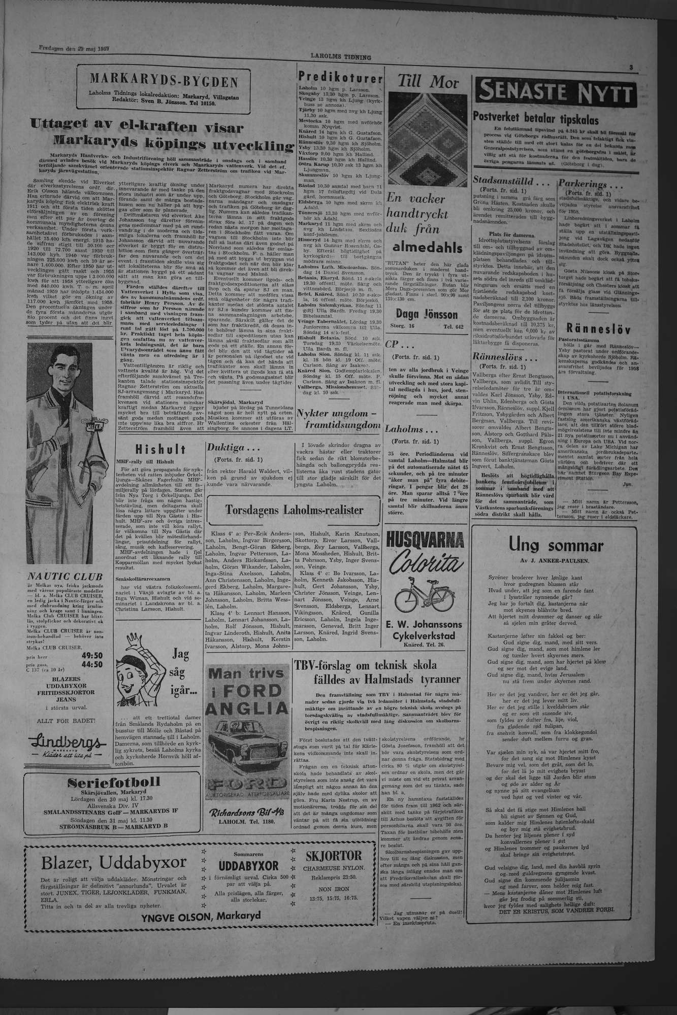 Laholms Tidning Fredag 29 maj 1959, sida 3