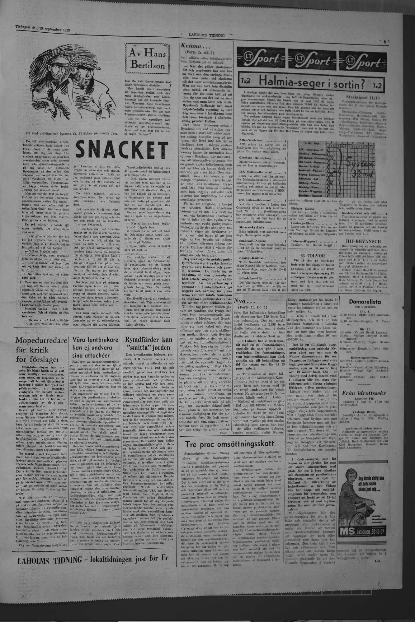 Laholms Tidning Tisdag 29 september 1959, sida 5