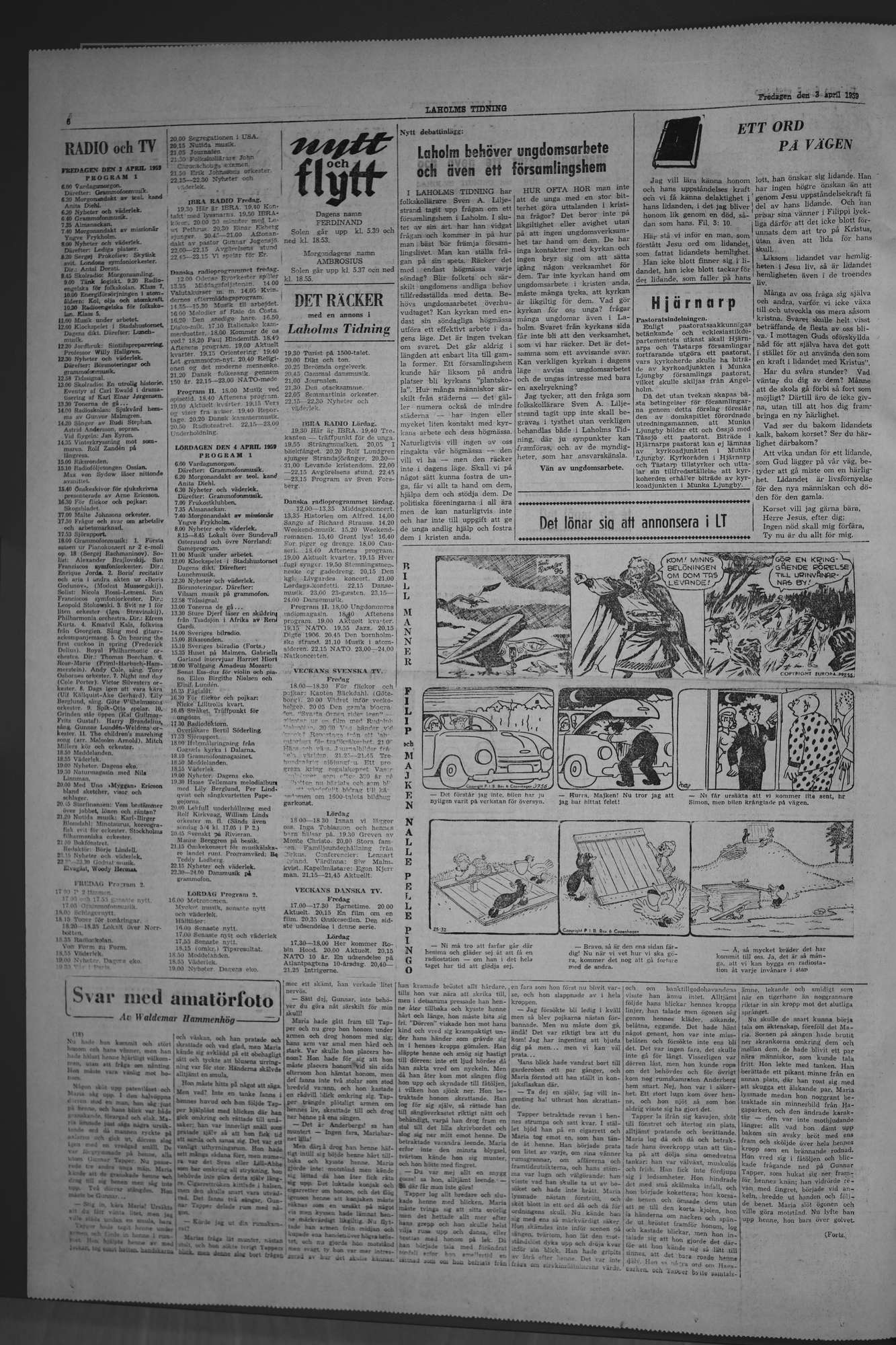 Laholms Tidning Fredag 3 april 1959, sida 6