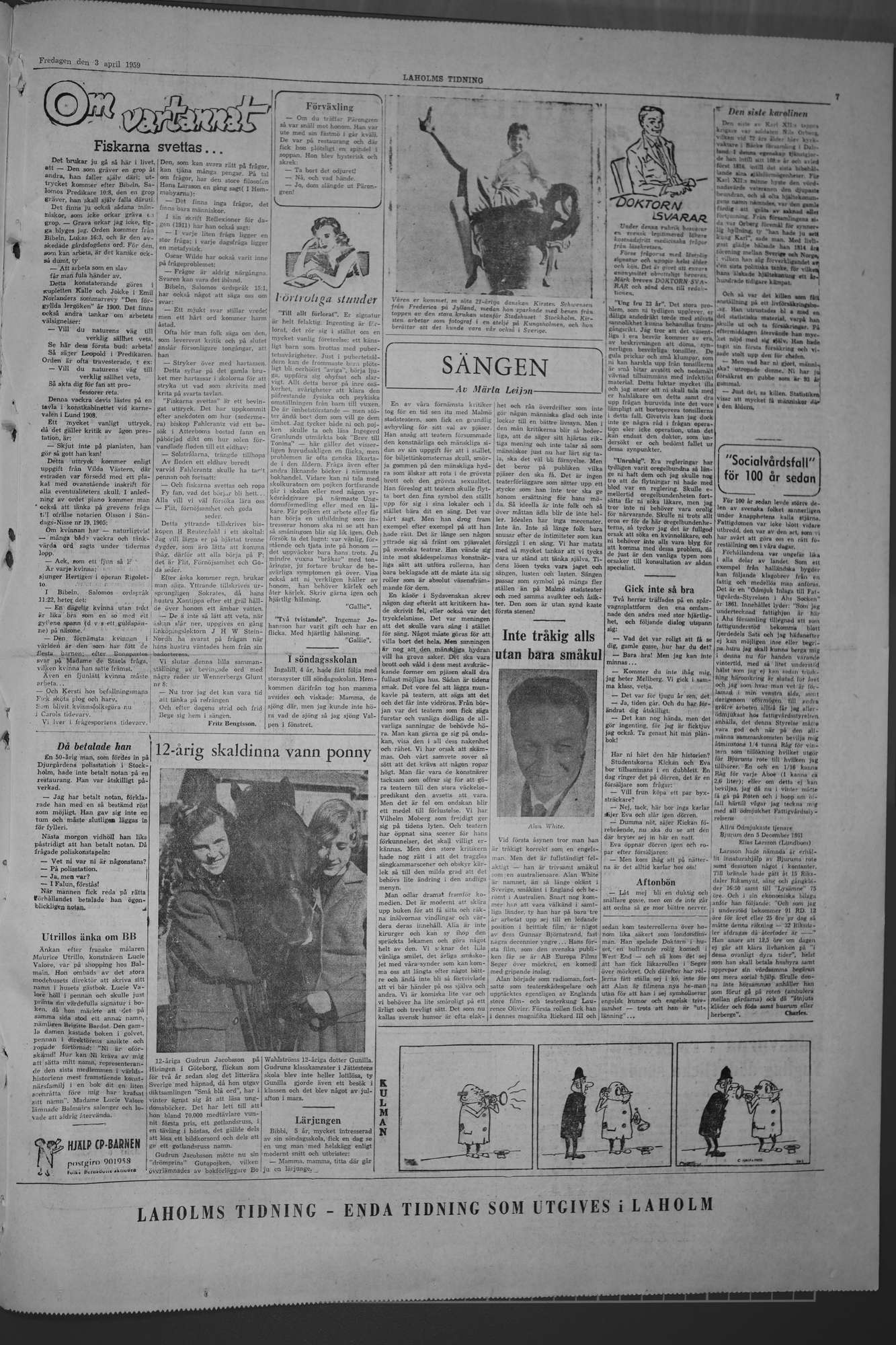 Laholms Tidning Fredag 3 april 1959, sida 7