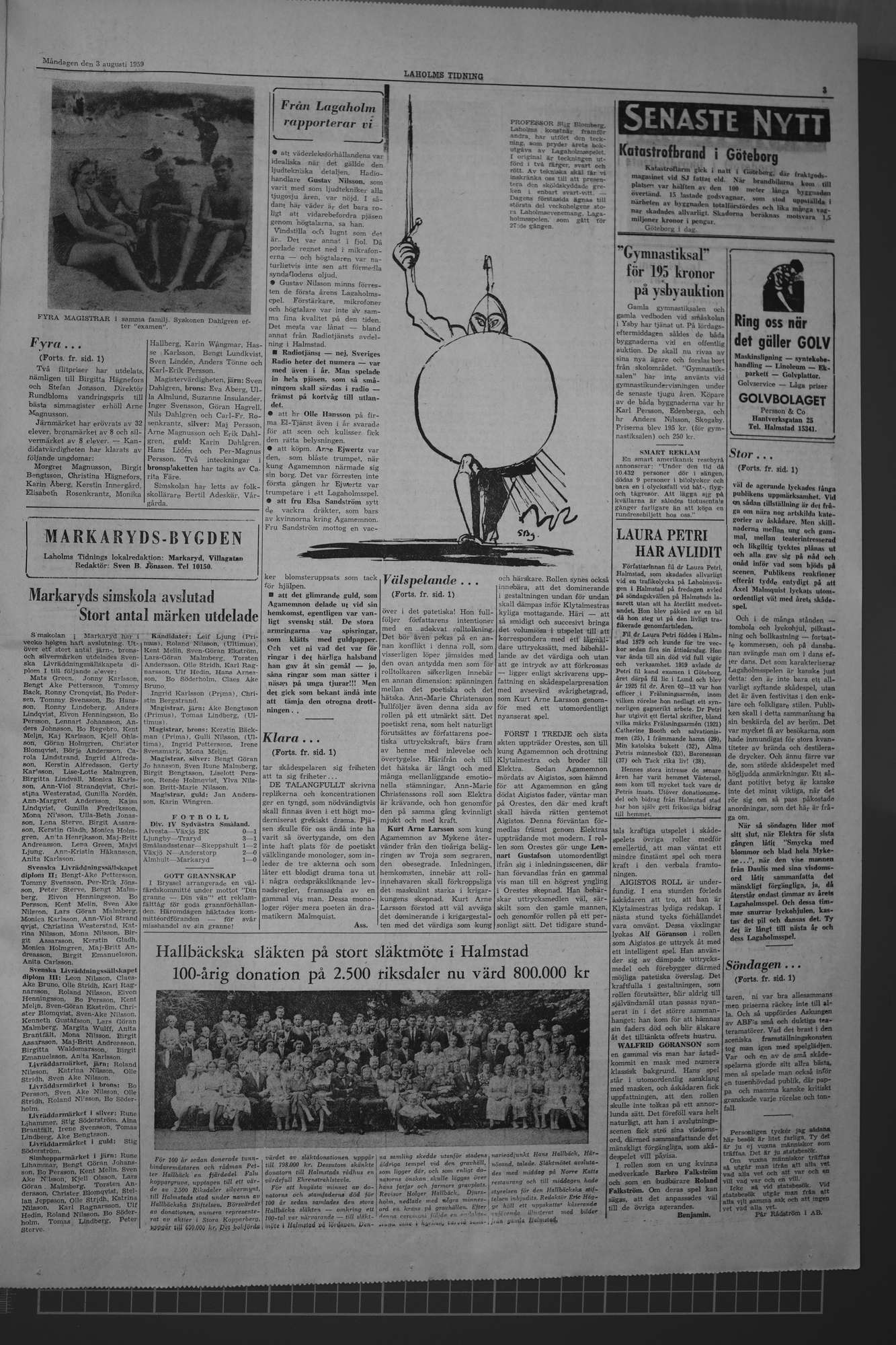 Laholms Tidning Måndag 3 augusti 1959, sida 3