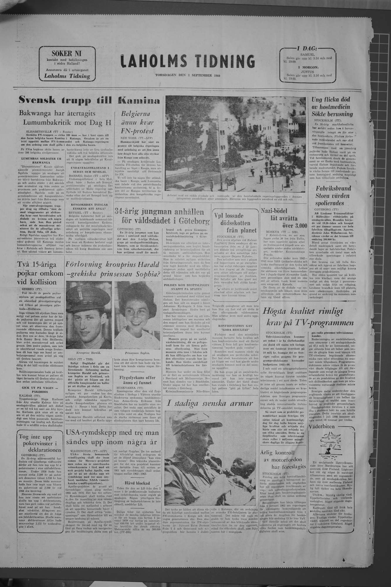 Laholms Tidning Torsdag 1 september 1960, sida 8