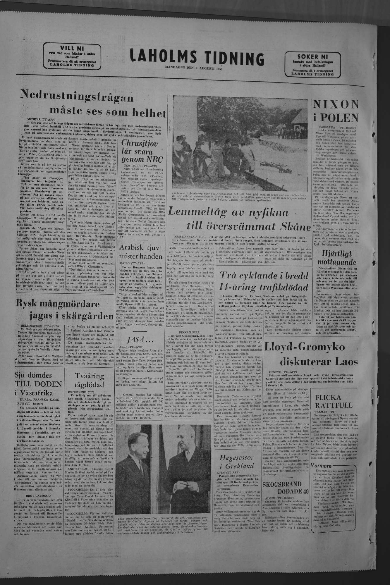 Laholms Tidning Måndag 3 augusti 1959, sida 8