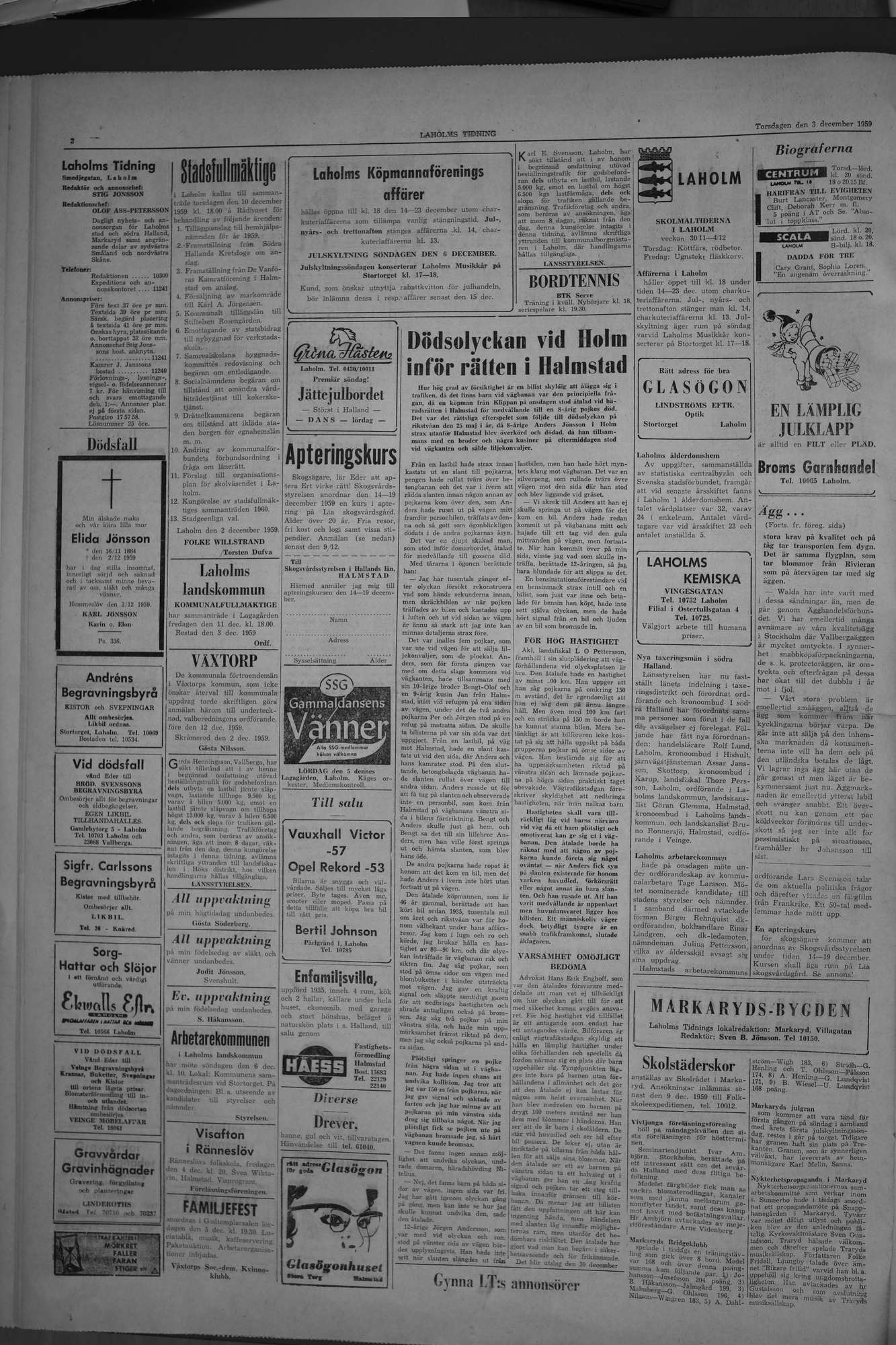 Laholms Tidning Torsdag 3 december 1959, sida 2