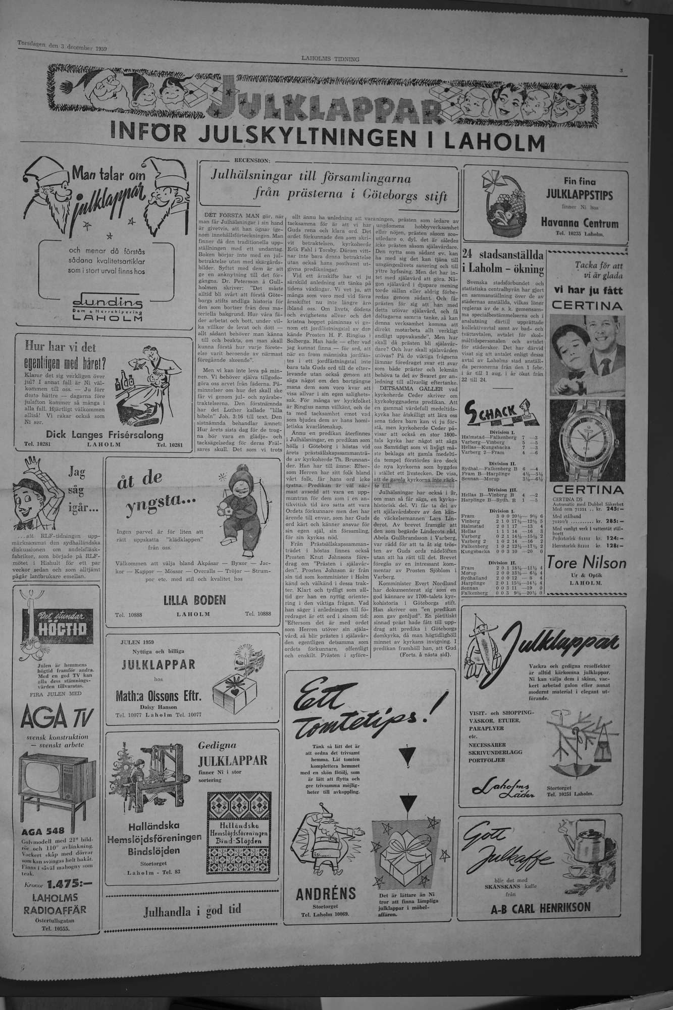 Laholms Tidning Torsdag 3 december 1959, sida 3