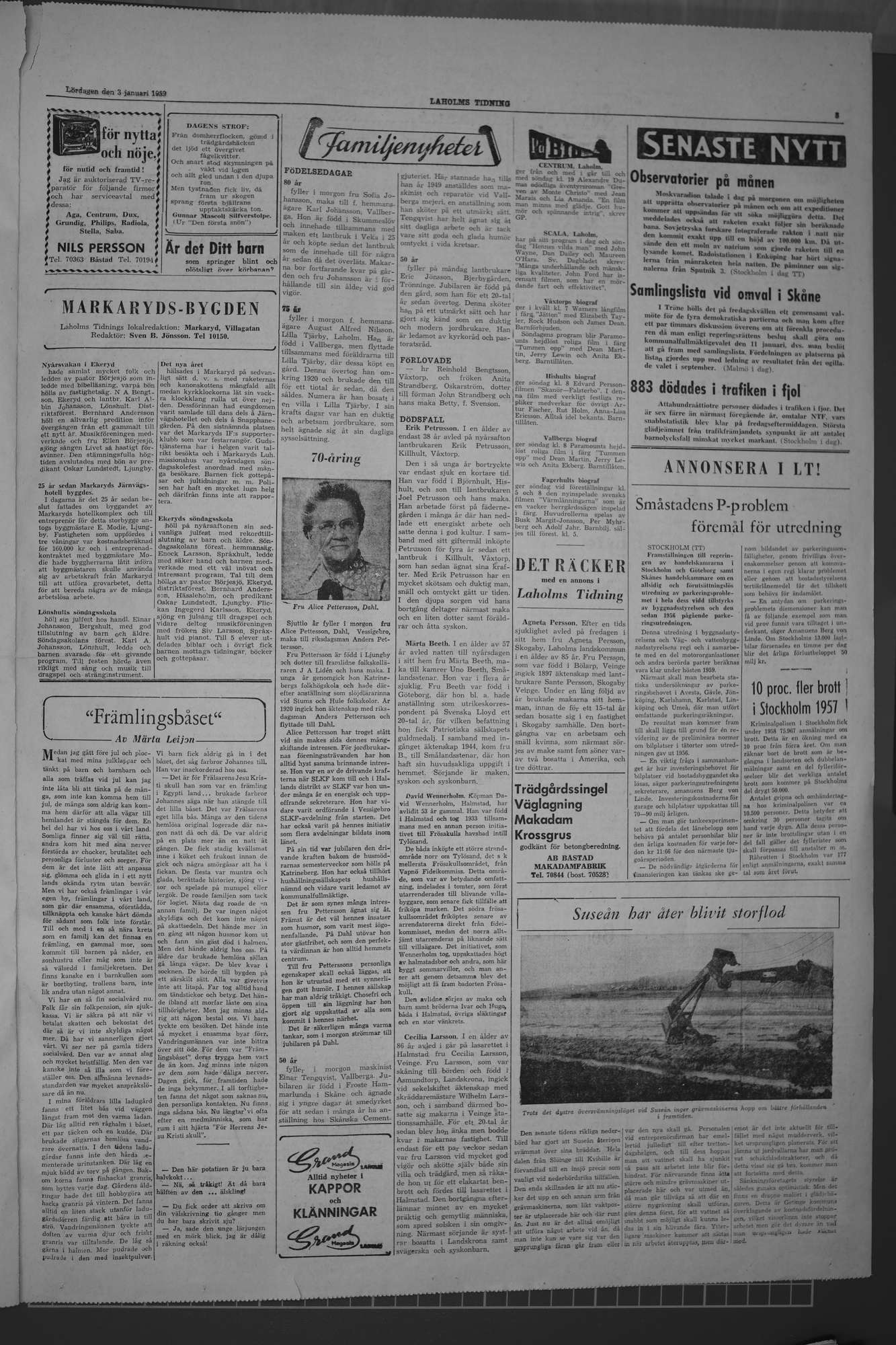 Laholms Tidning Lördag 3 januari 1959, sida 3