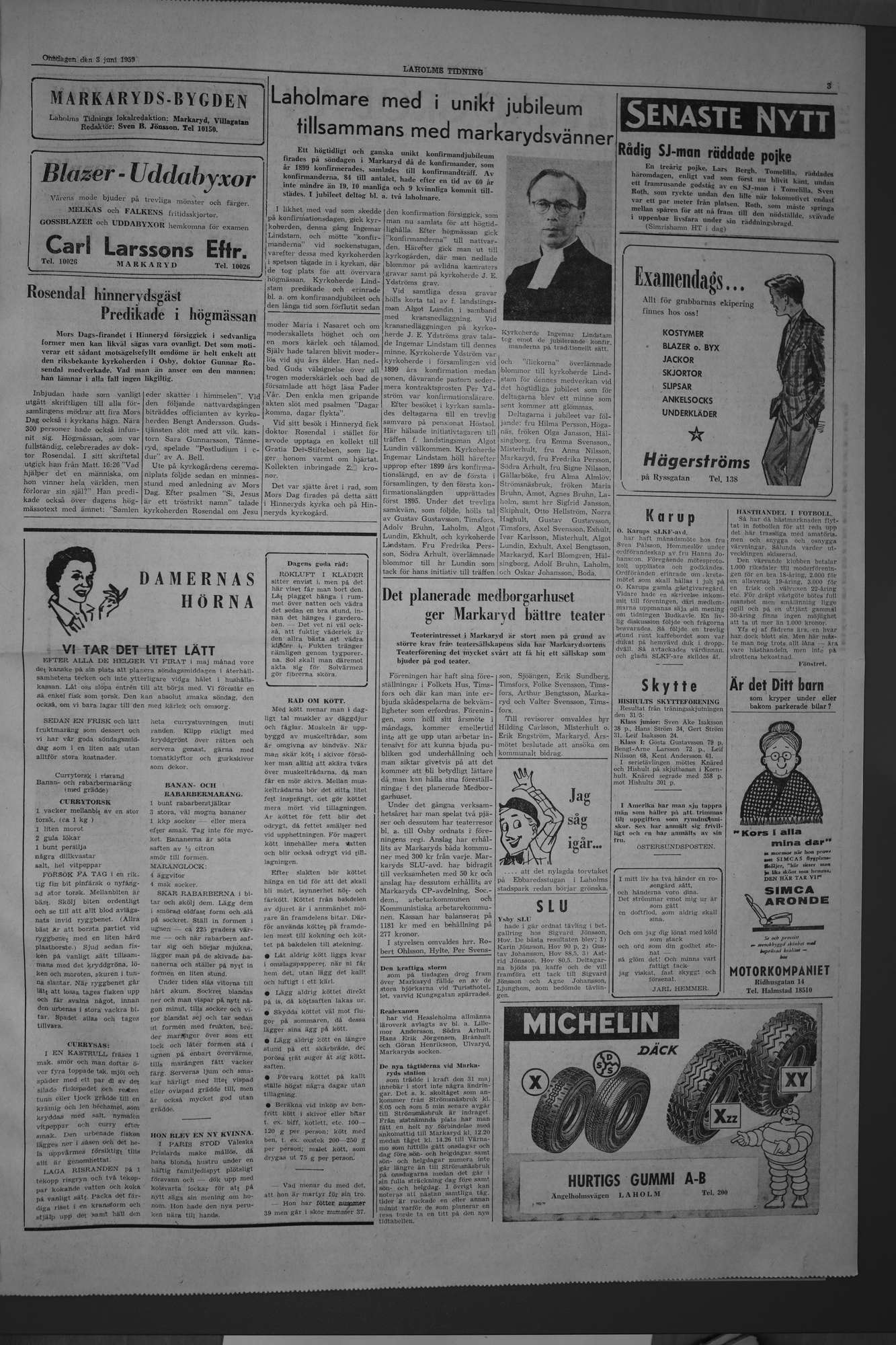 Laholms Tidning Onsdag 3 juni 1959, sida 3