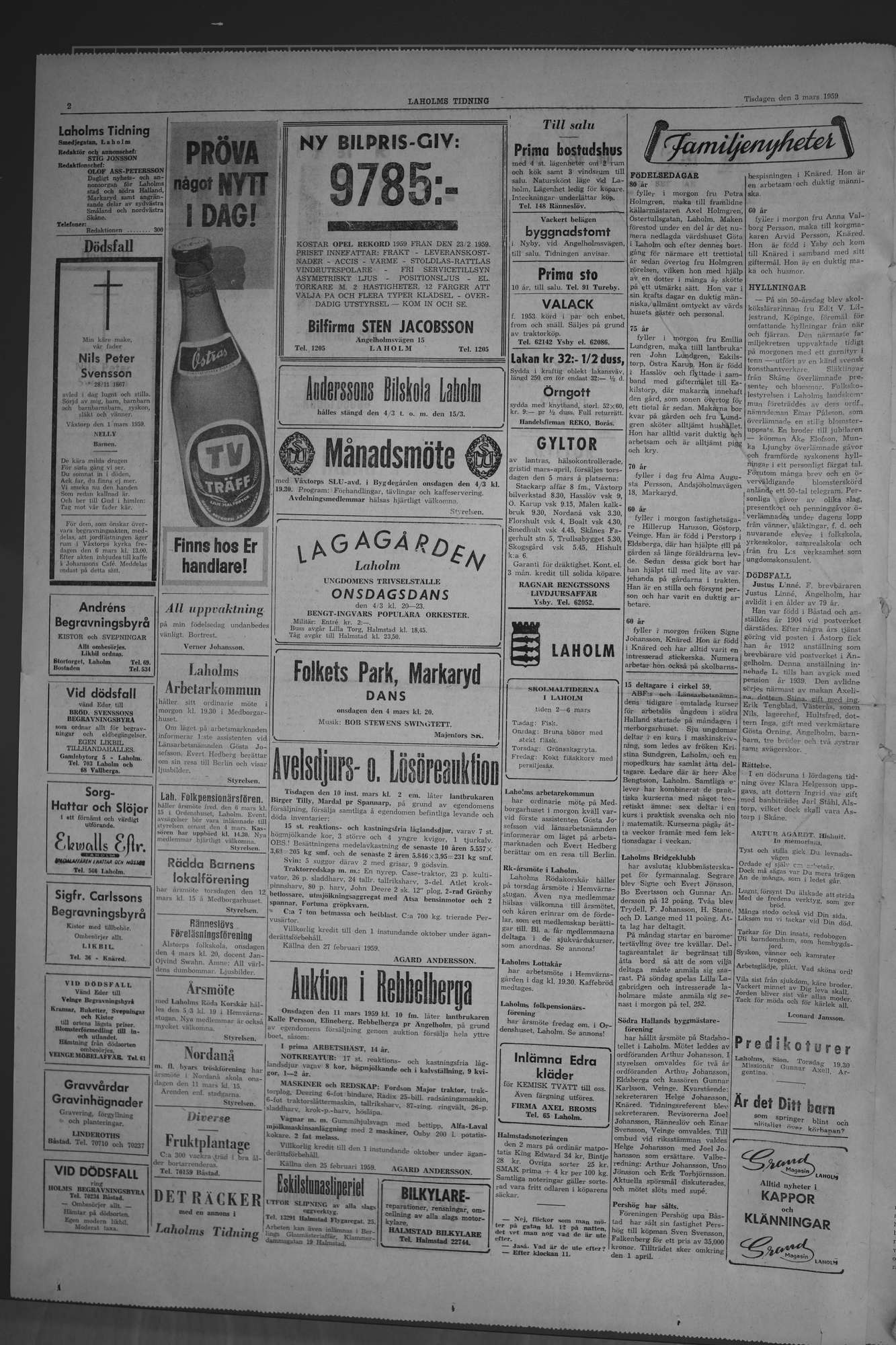 Laholms Tidning Tisdag 3 mars 1959, sida 2