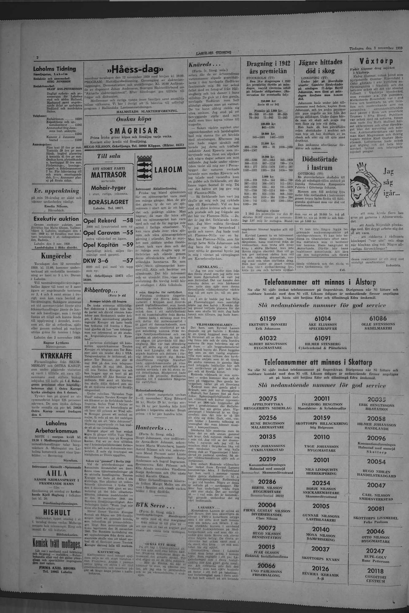 Laholms Tidning Tisdag 3 november 1959, sida 2