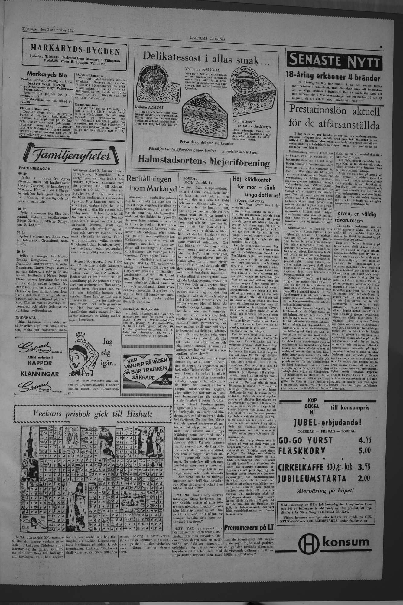 Laholms Tidning Torsdag 3 september 1959, sida 3