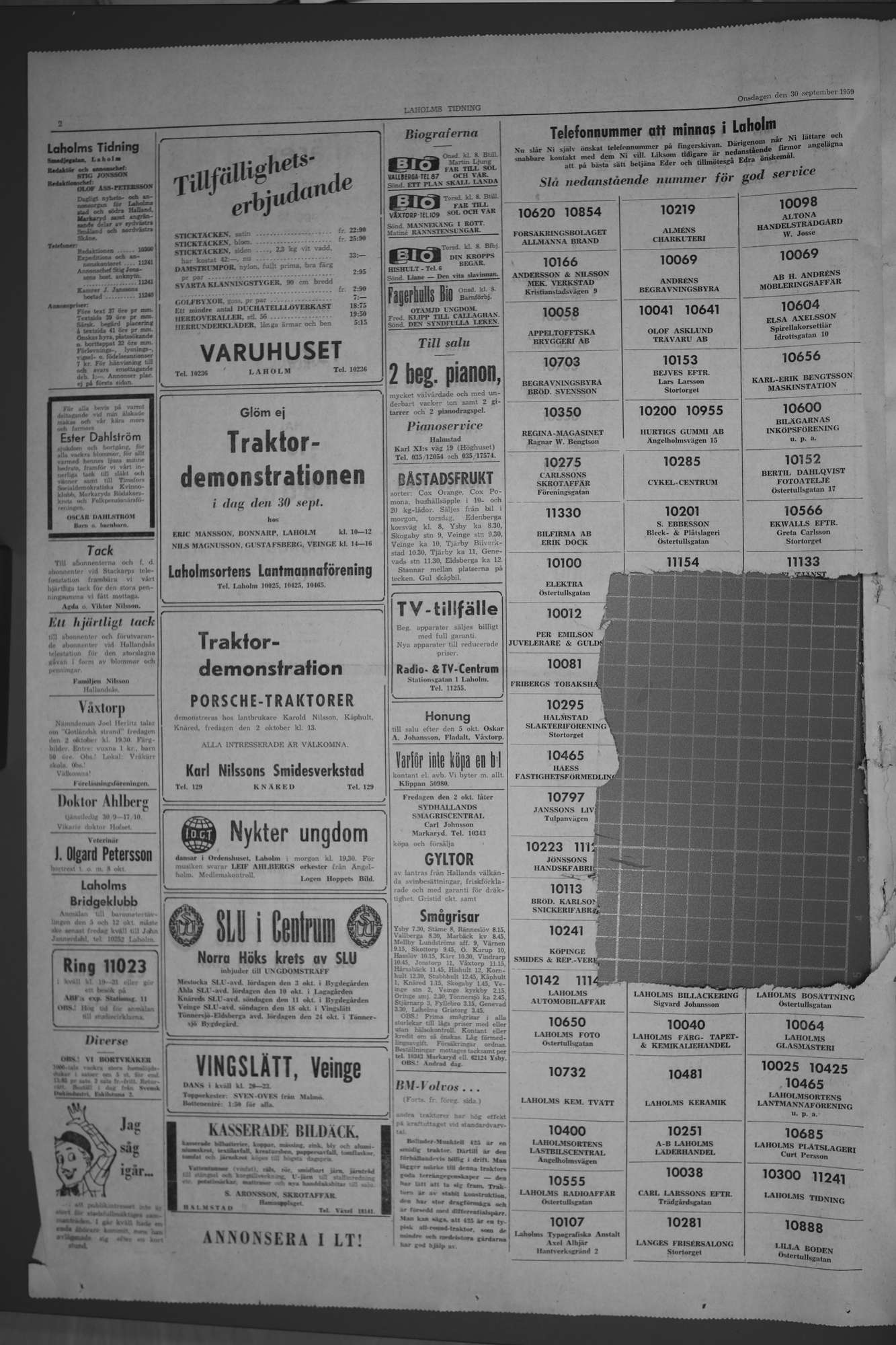 Laholms Tidning Onsdag 30 september 1959, sida 2