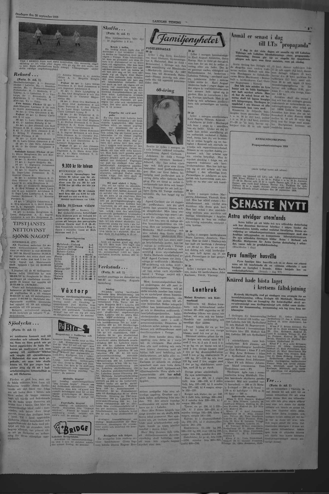 Laholms Tidning Onsdag 30 september 1959, sida 5