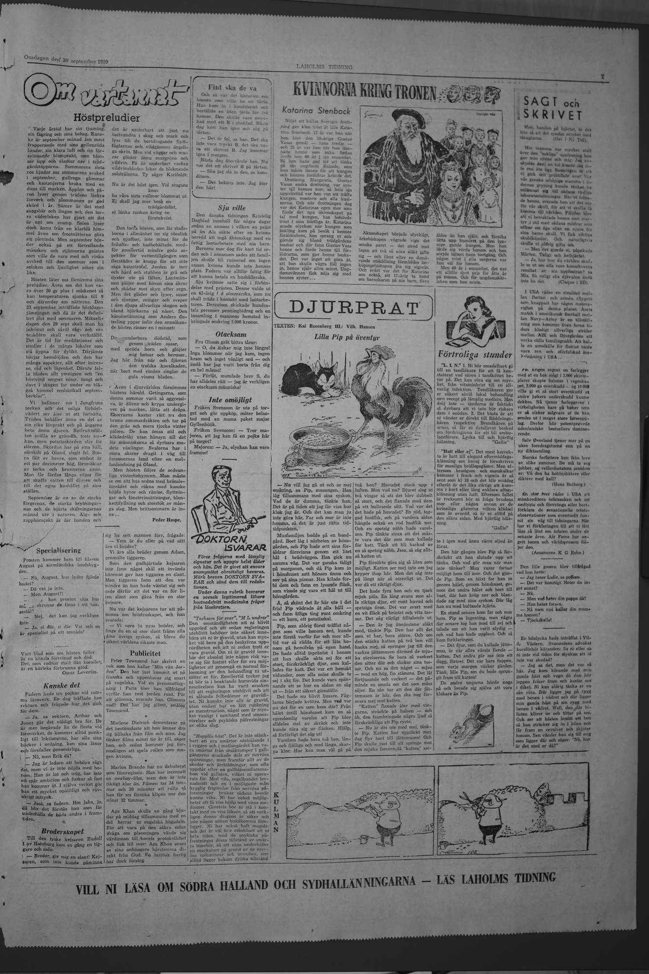 Laholms Tidning Onsdag 30 september 1959, sida 7