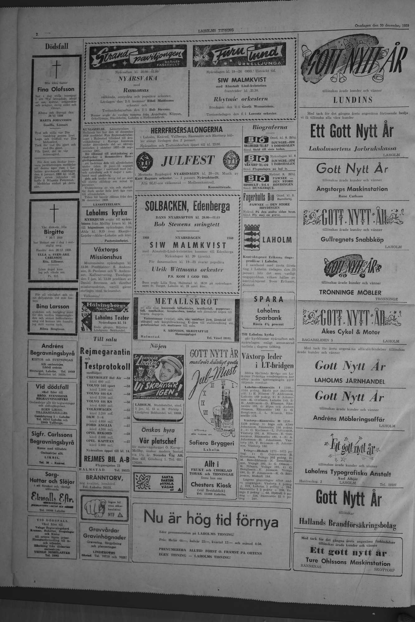 Laholms Tidning Onsdag 30 december 1959, sida 2