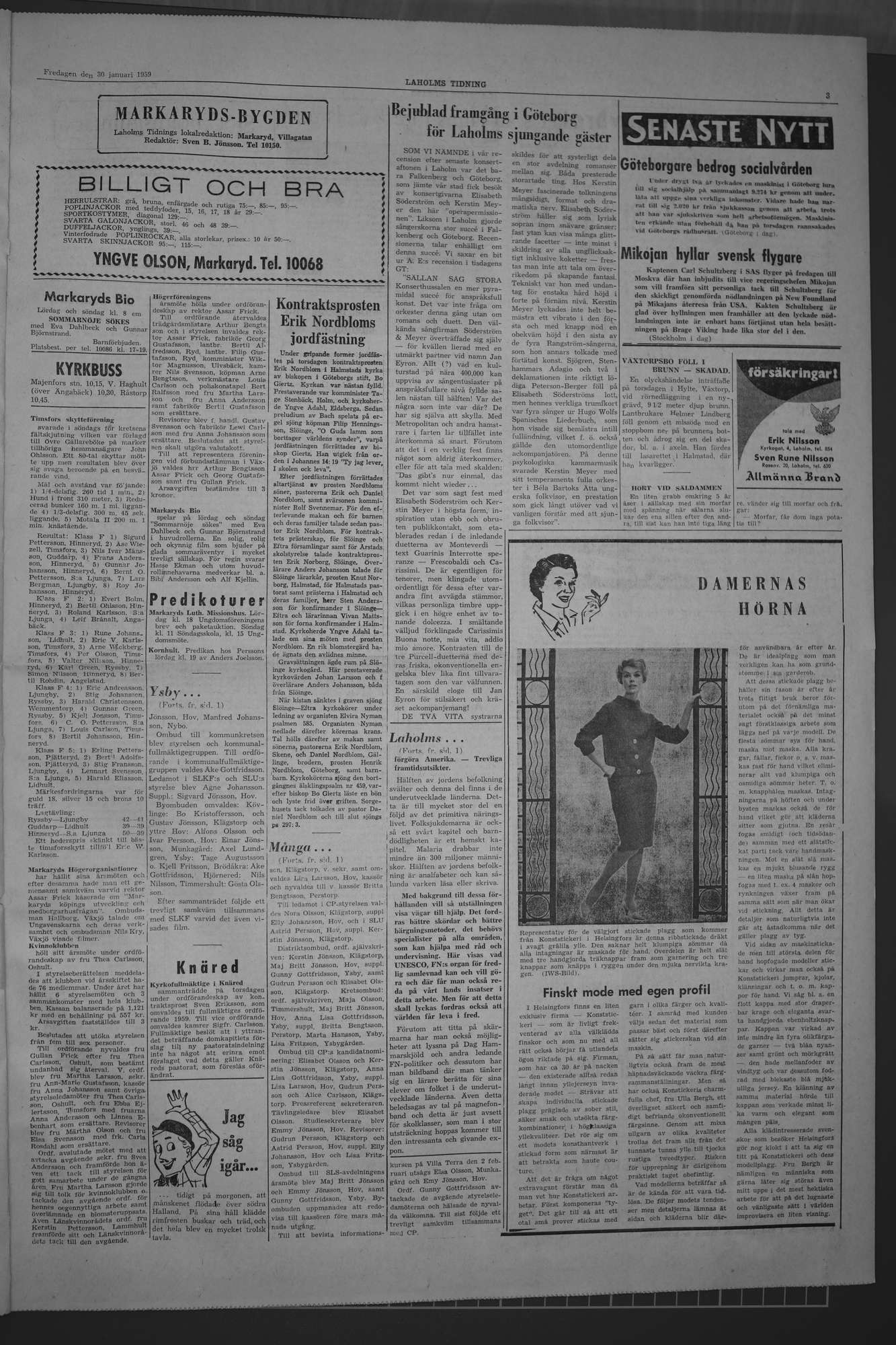 Laholms Tidning Fredag 30 januari 1959, sida 3