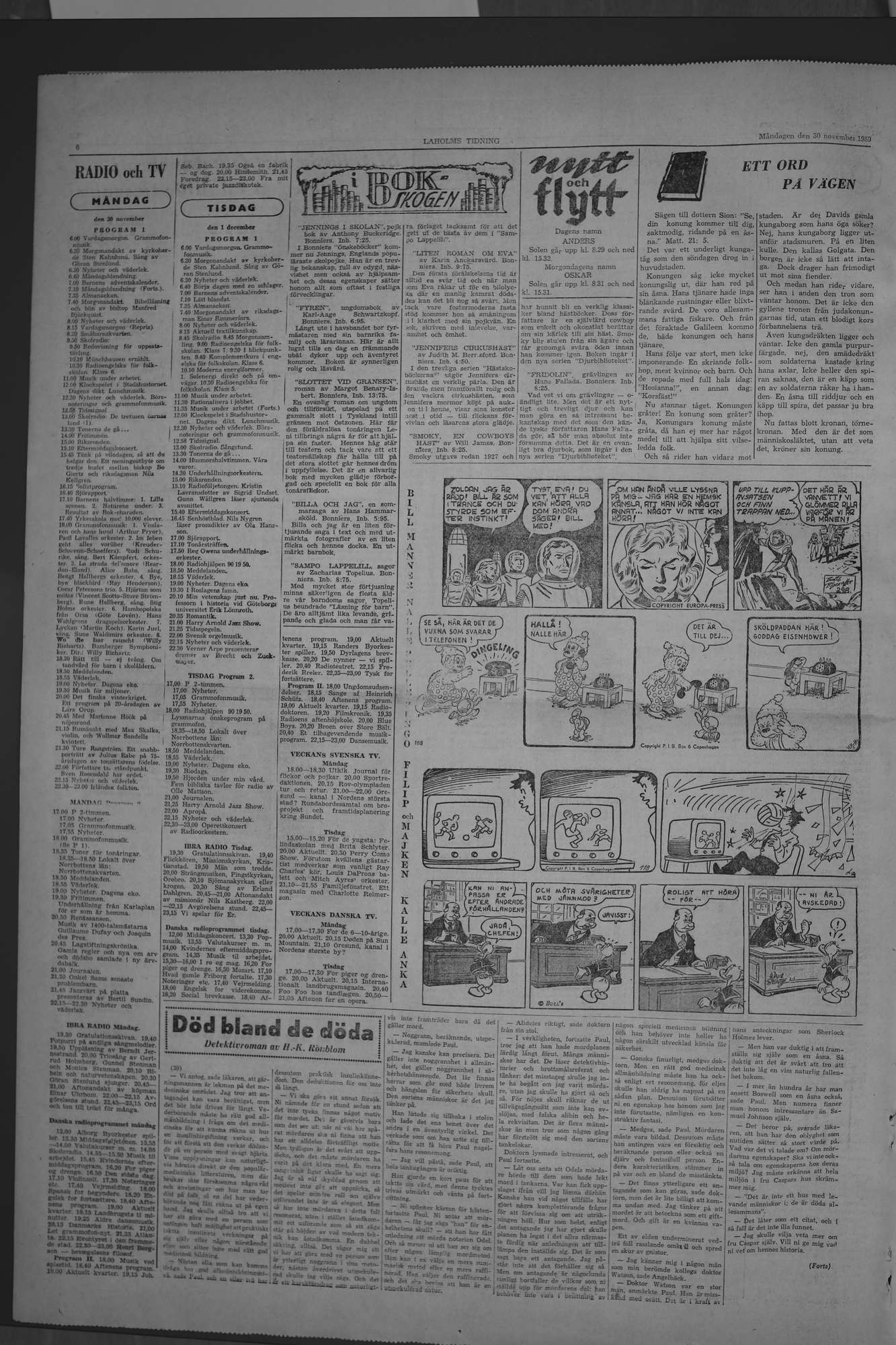 Laholms Tidning Måndag 30 november 1959, sida 6