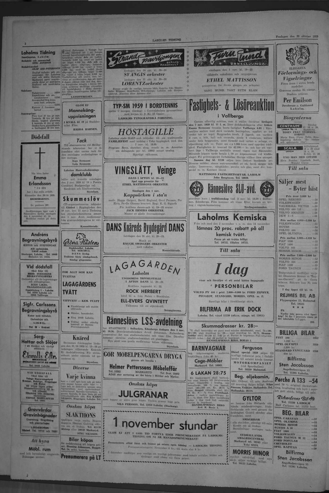 Laholms Tidning Fredag 30 oktober 1959, sida 2