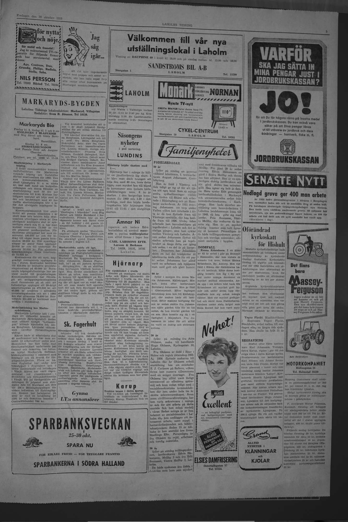 Laholms Tidning Fredag 30 oktober 1959, sida 3