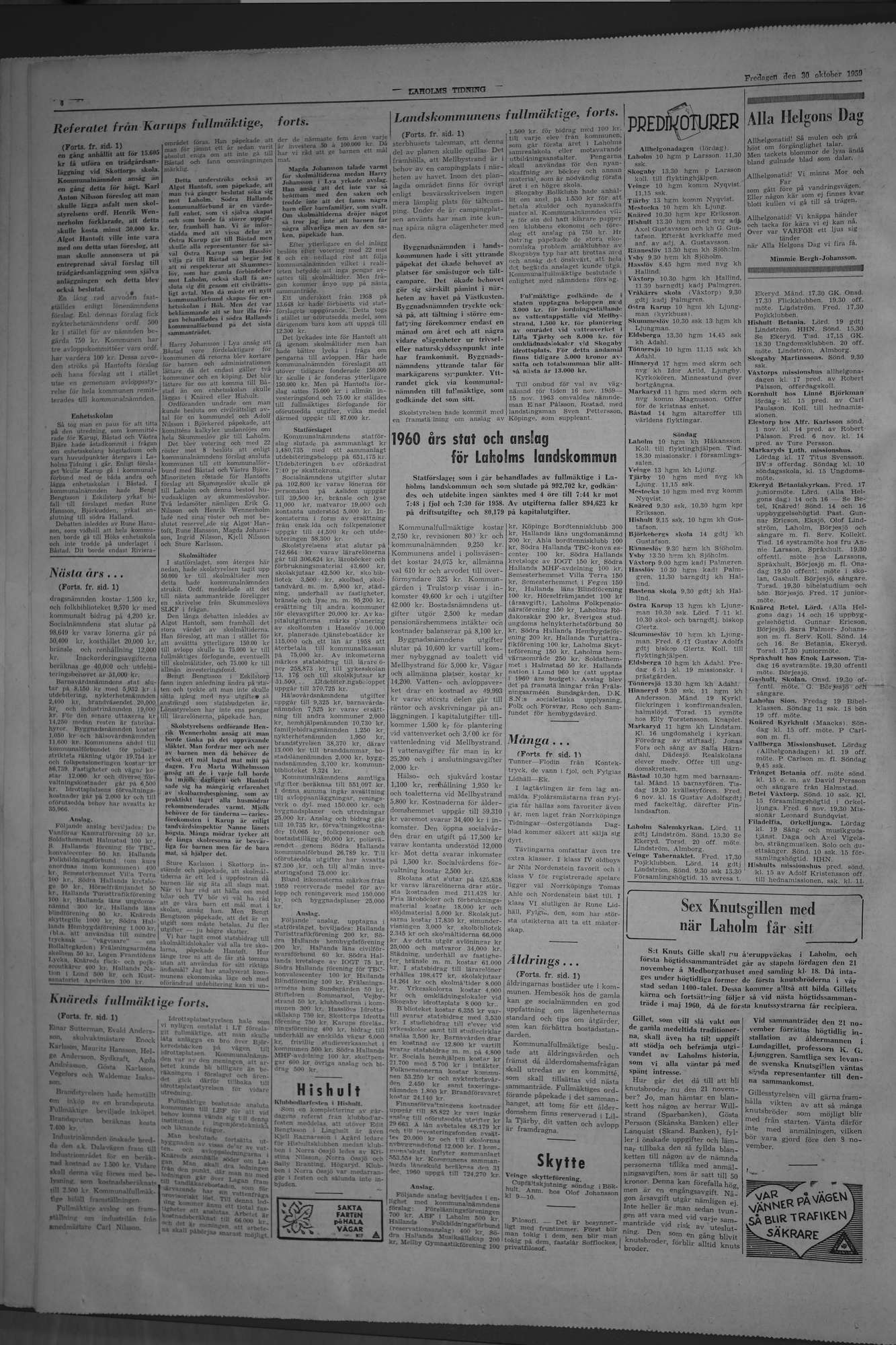 Laholms Tidning Fredag 30 oktober 1959, sida 4