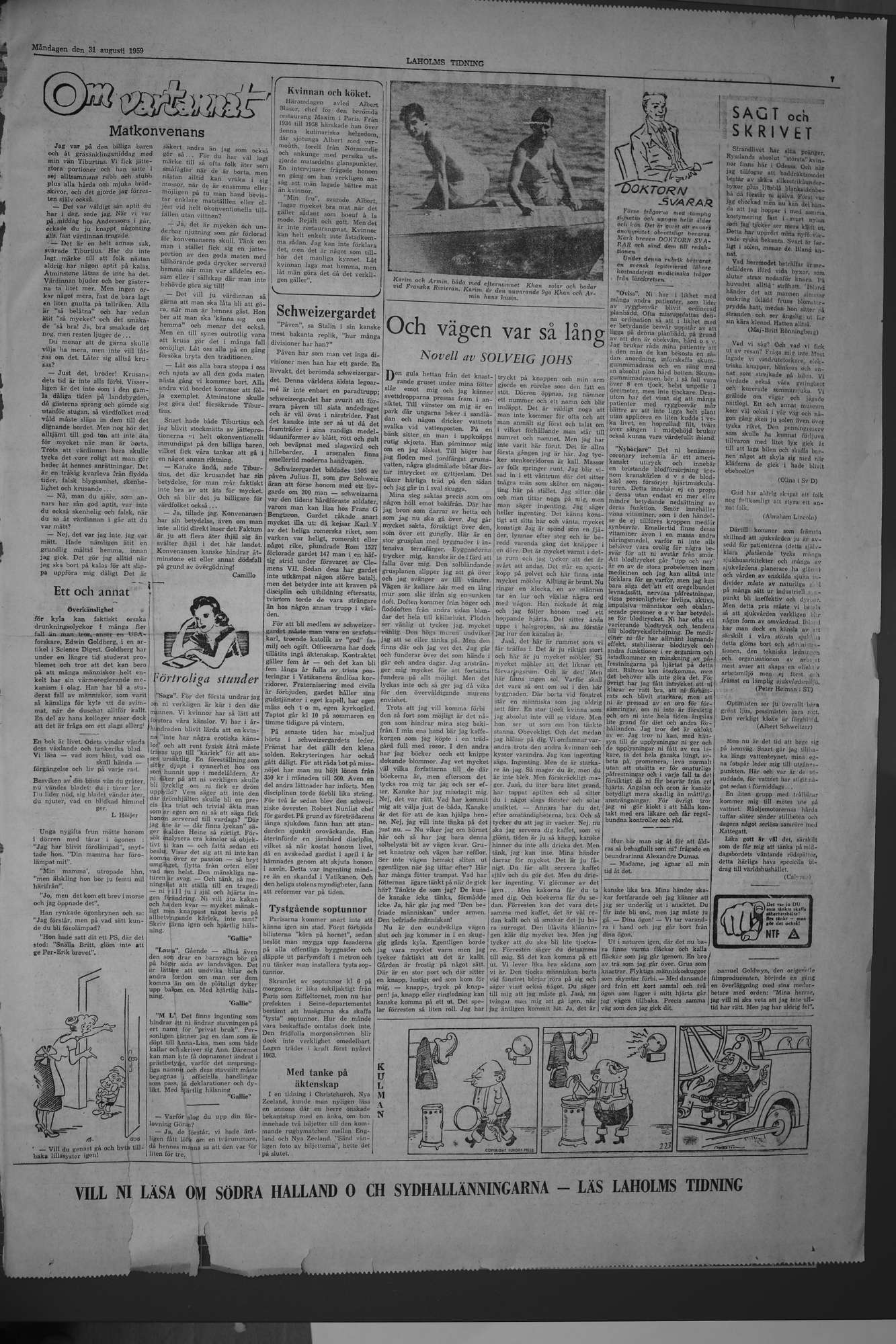 Laholms Tidning Måndag 31 augusti 1959, sida 7