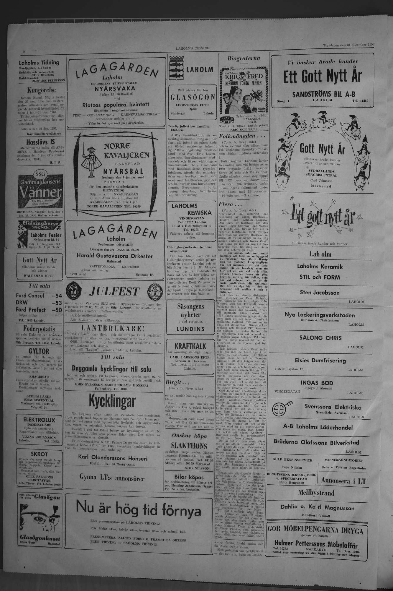 Laholms Tidning Torsdag 31 december 1959, sida 2