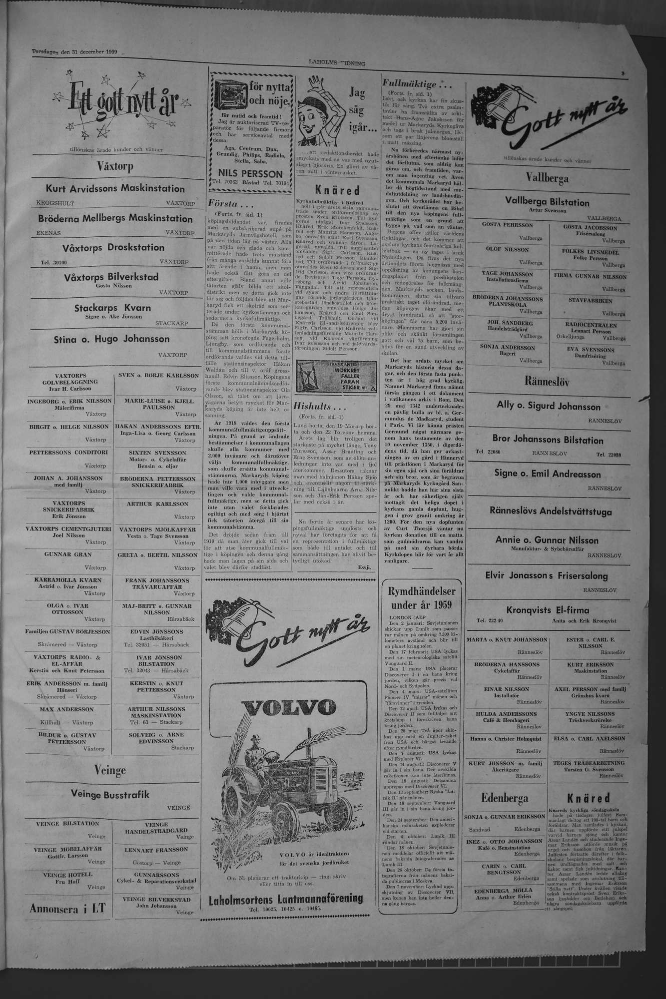 Laholms Tidning Torsdag 31 december 1959, sida 3