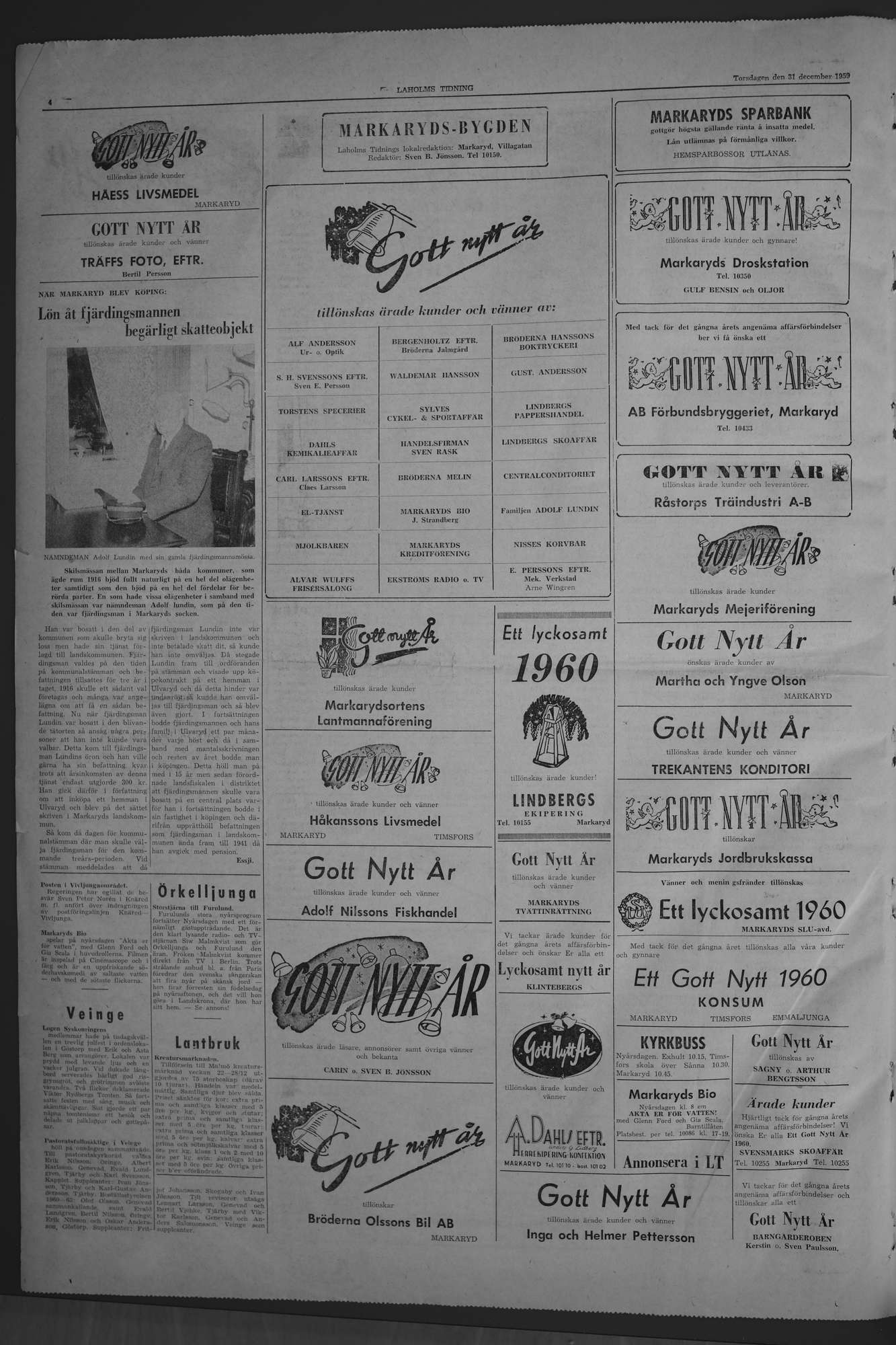 Laholms Tidning Torsdag 31 december 1959, sida 4