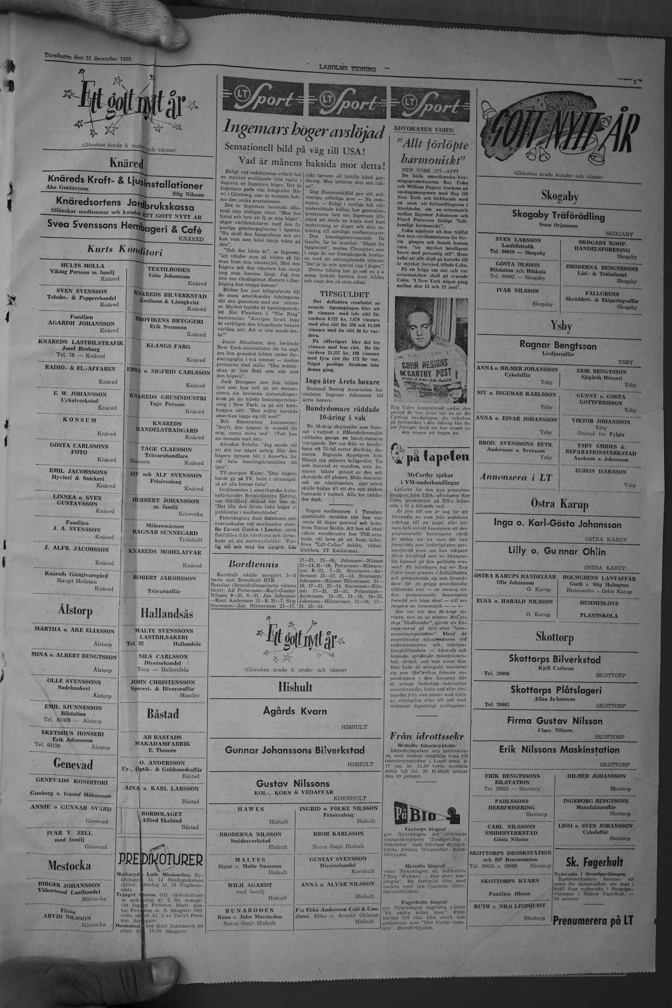 Laholms Tidning Torsdag 31 december 1959, sida 5