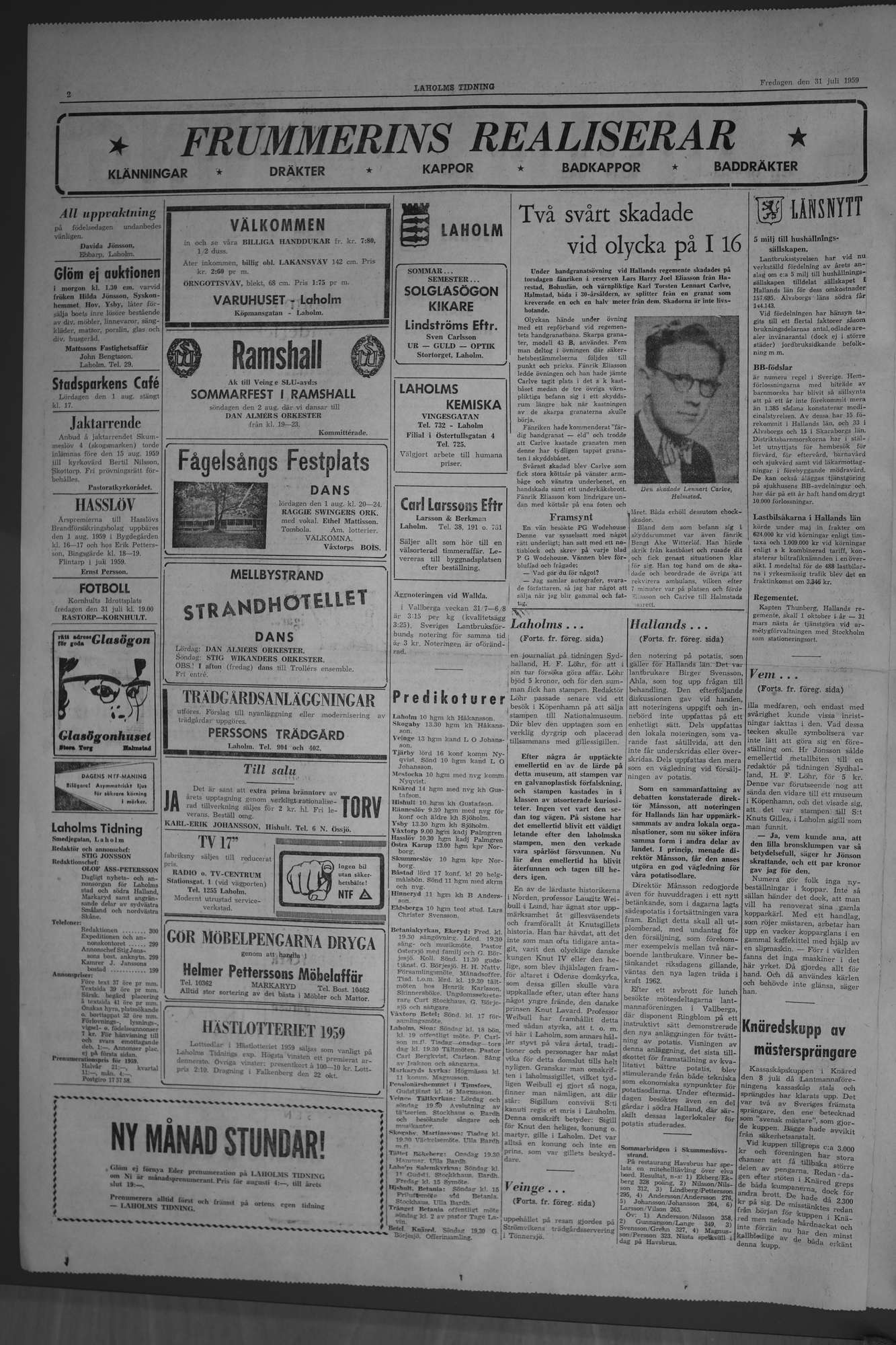 Laholms Tidning Fredag 31 juli 1959, sida 2