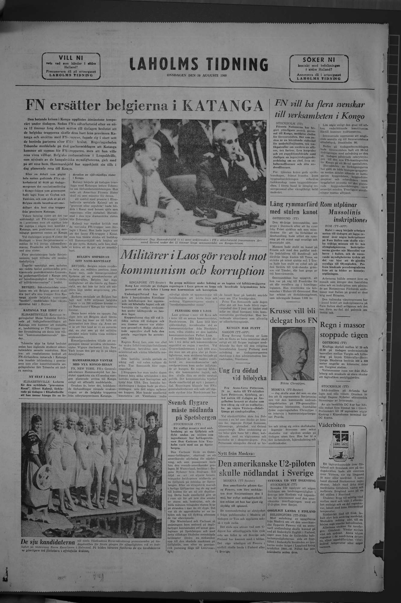 Laholms Tidning Onsdag 10 augusti 1960, sida 8