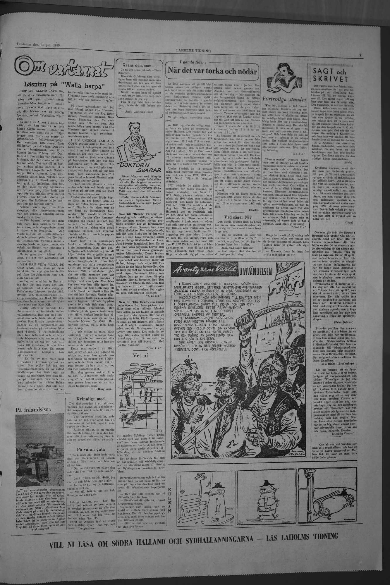 Laholms Tidning Fredag 31 juli 1959, sida 7