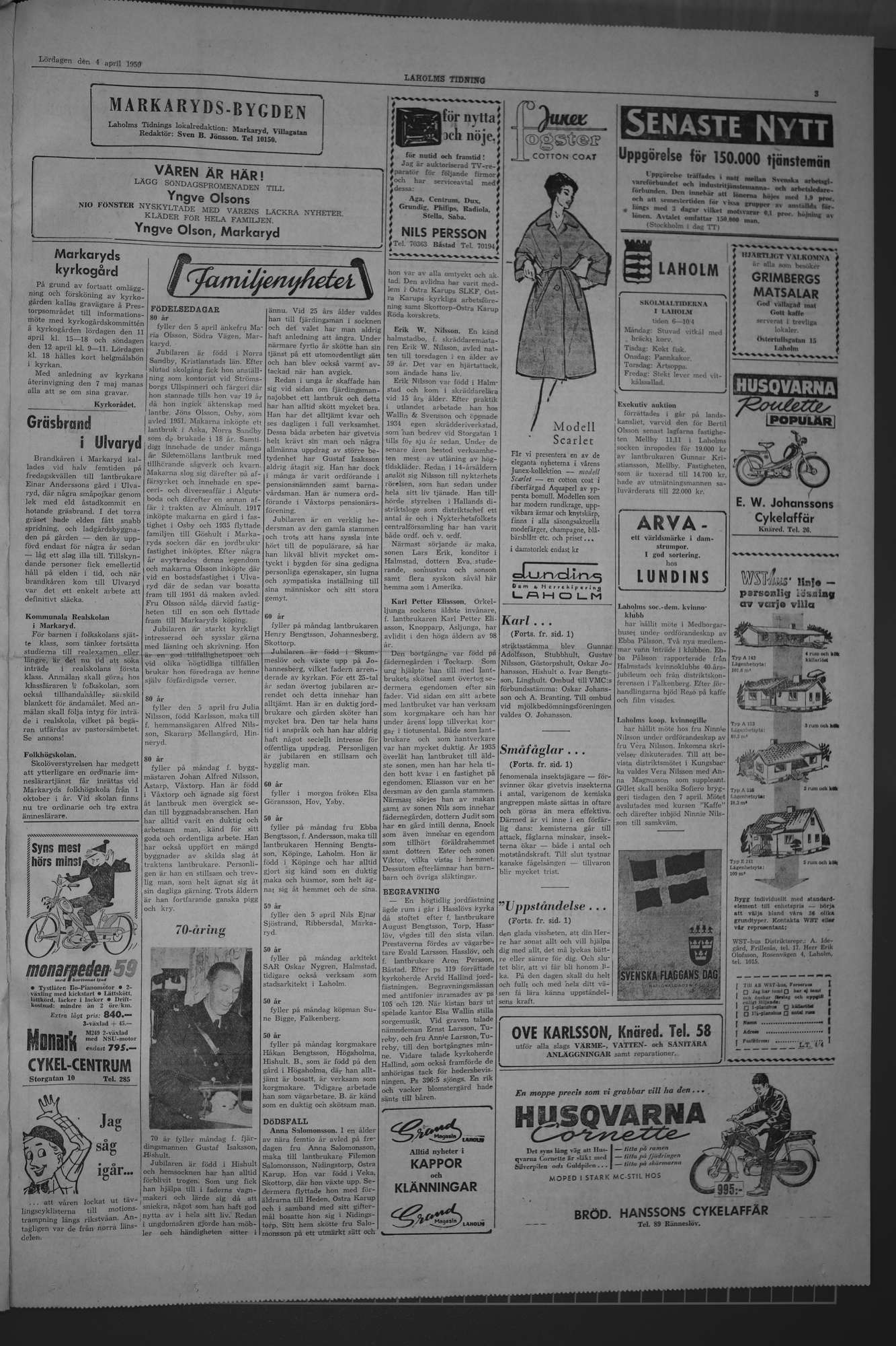 Laholms Tidning Lördag 4 april 1959, sida 3