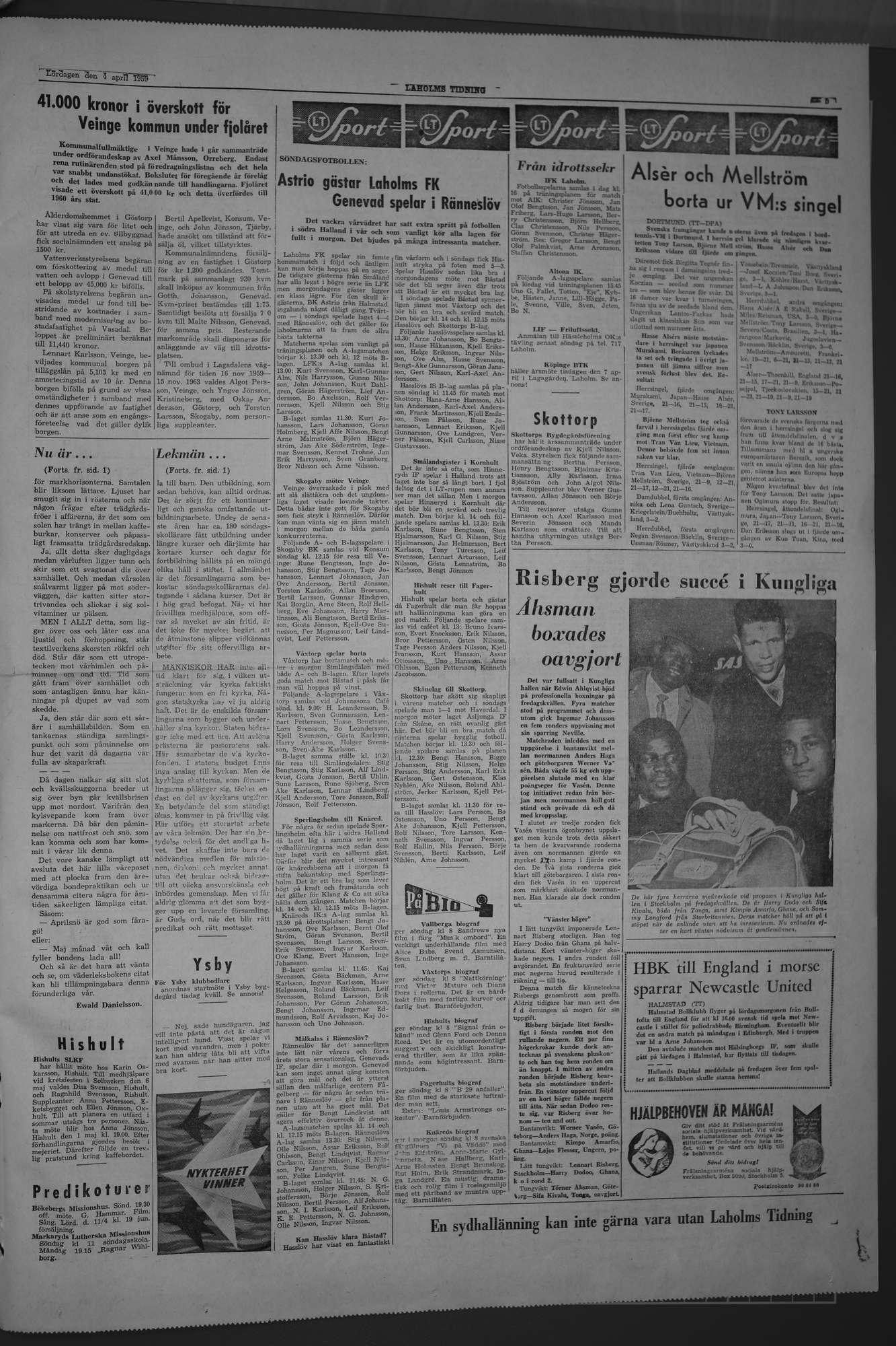Laholms Tidning Lördag 4 april 1959, sida 5