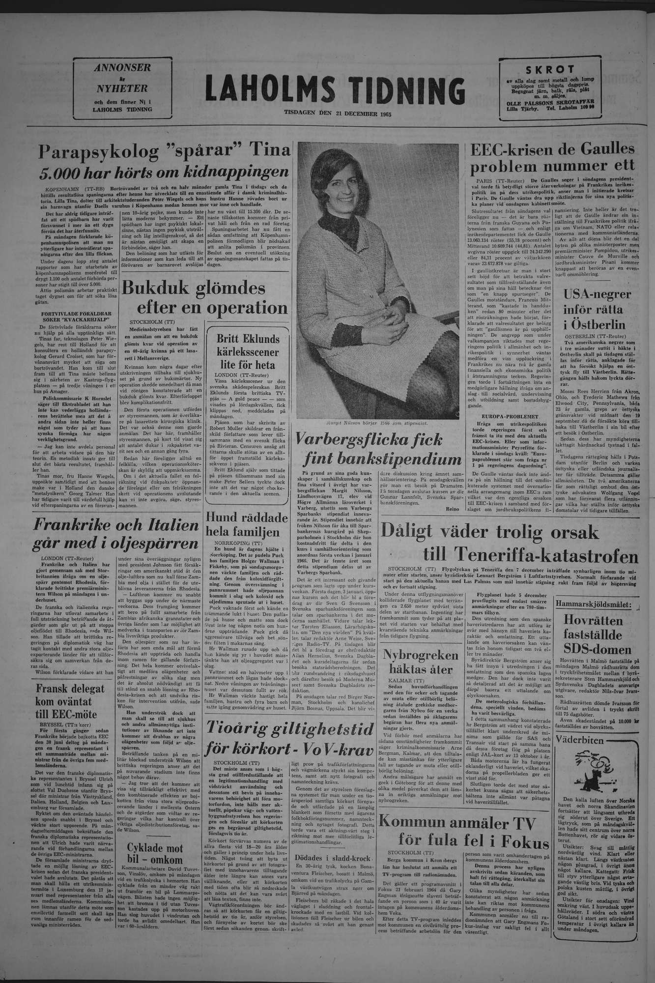 Laholms Tidning Tisdag 21 december 1965, sida 8