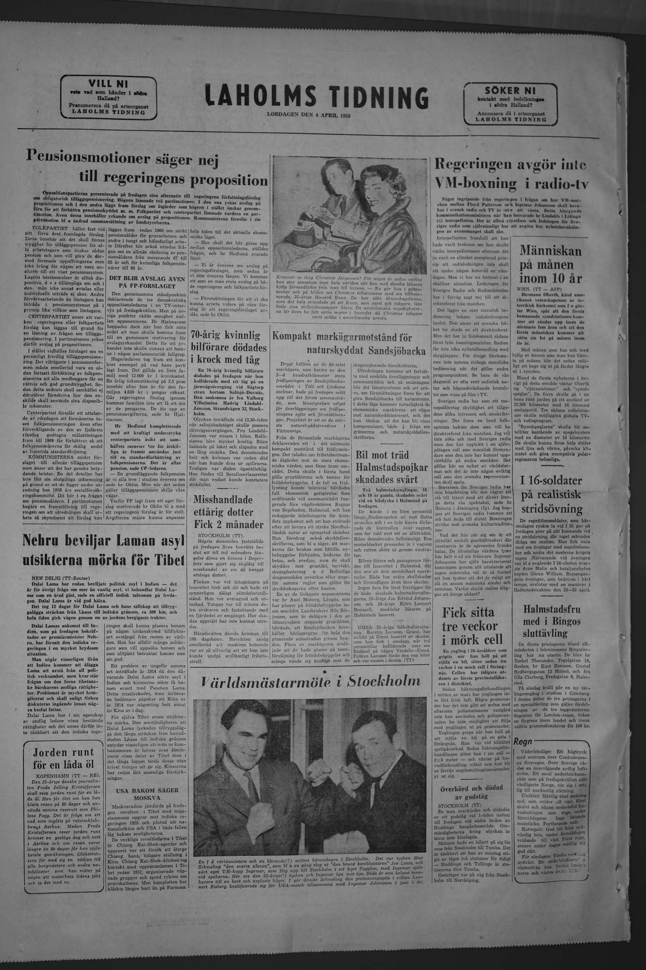 Laholms Tidning Lördag 4 april 1959, sida 8