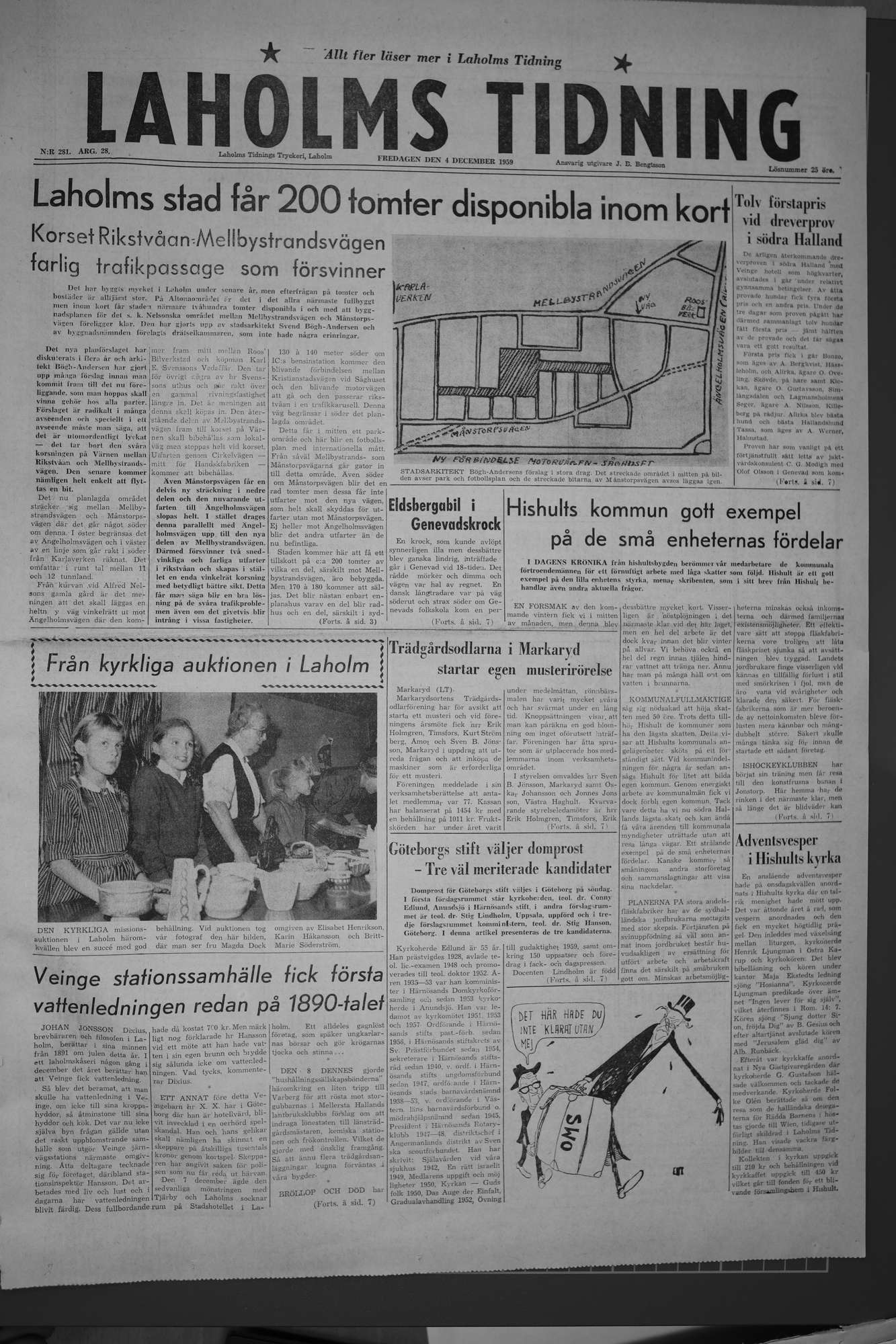 Laholms Tidning Fredag 4 december 1959, sida 1