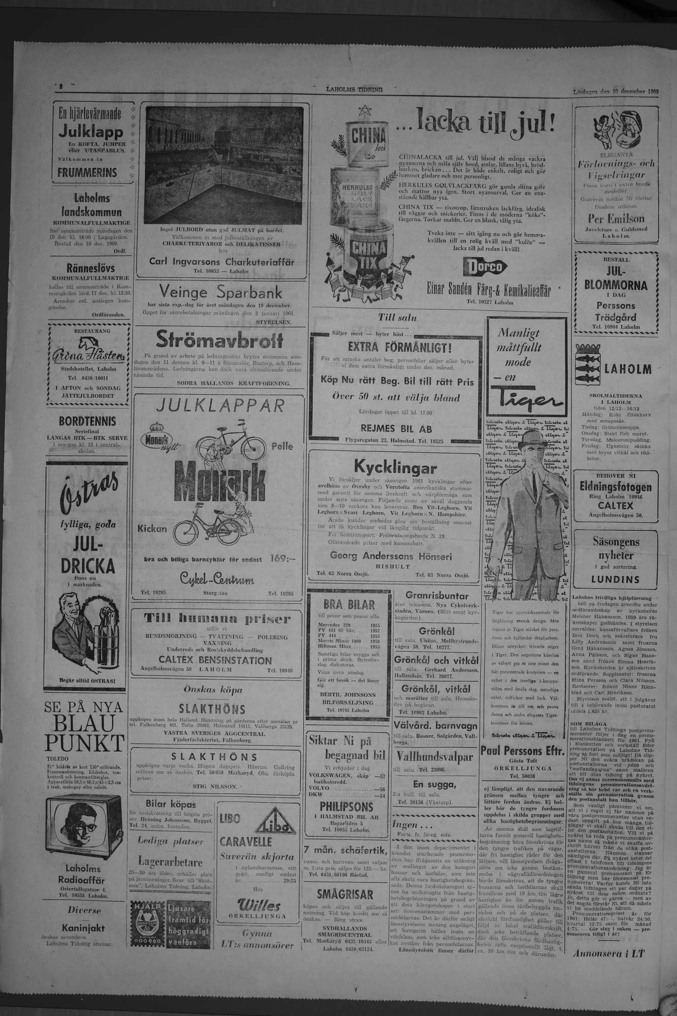 Laholms Tidning Lördag 10 december 1960, sida 2
