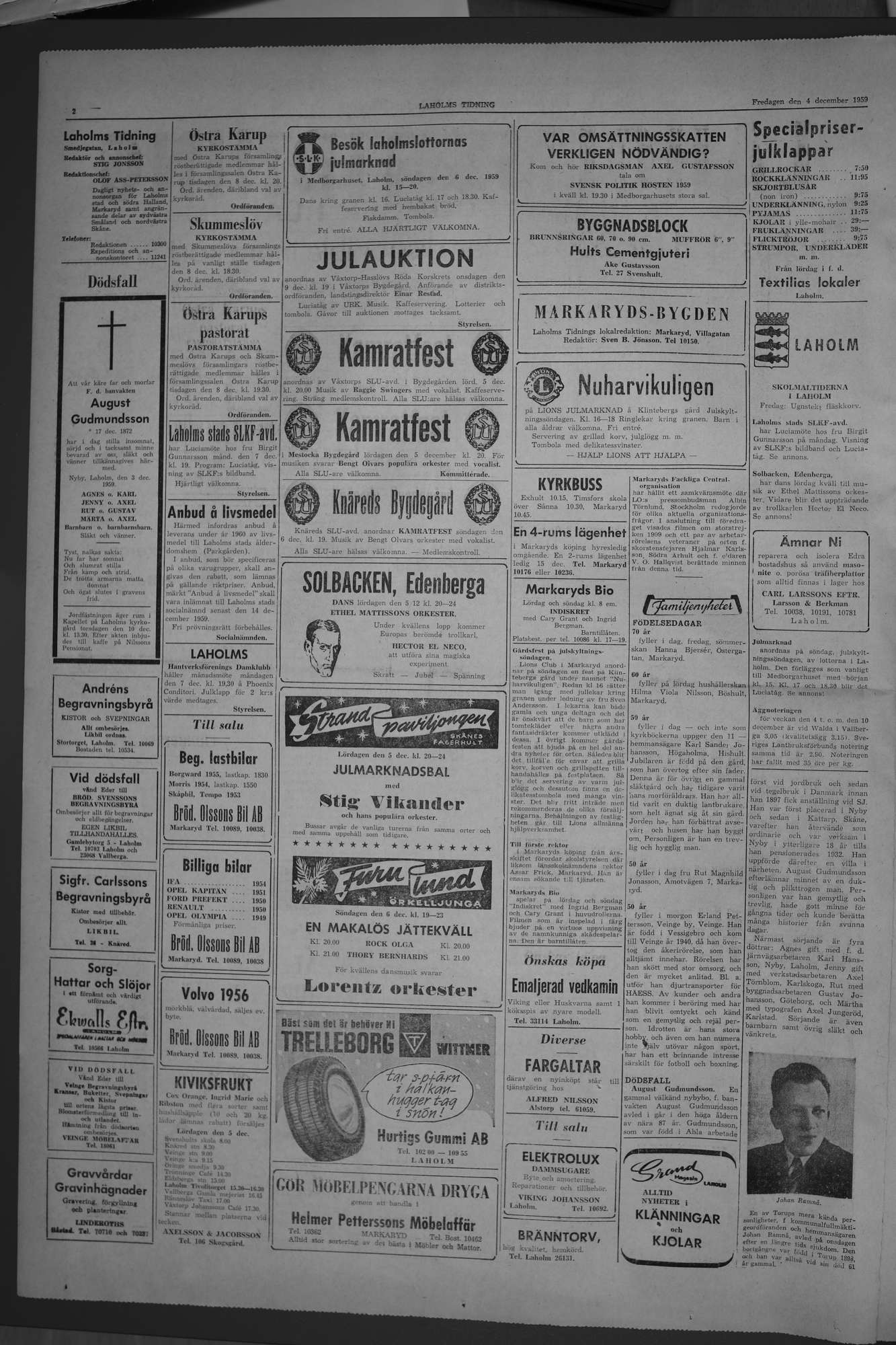 Laholms Tidning Fredag 4 december 1959, sida 2