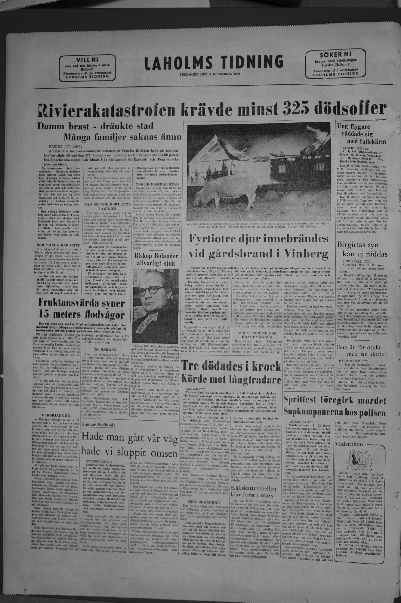 Laholms Tidning Fredag 4 december 1959, sida 8